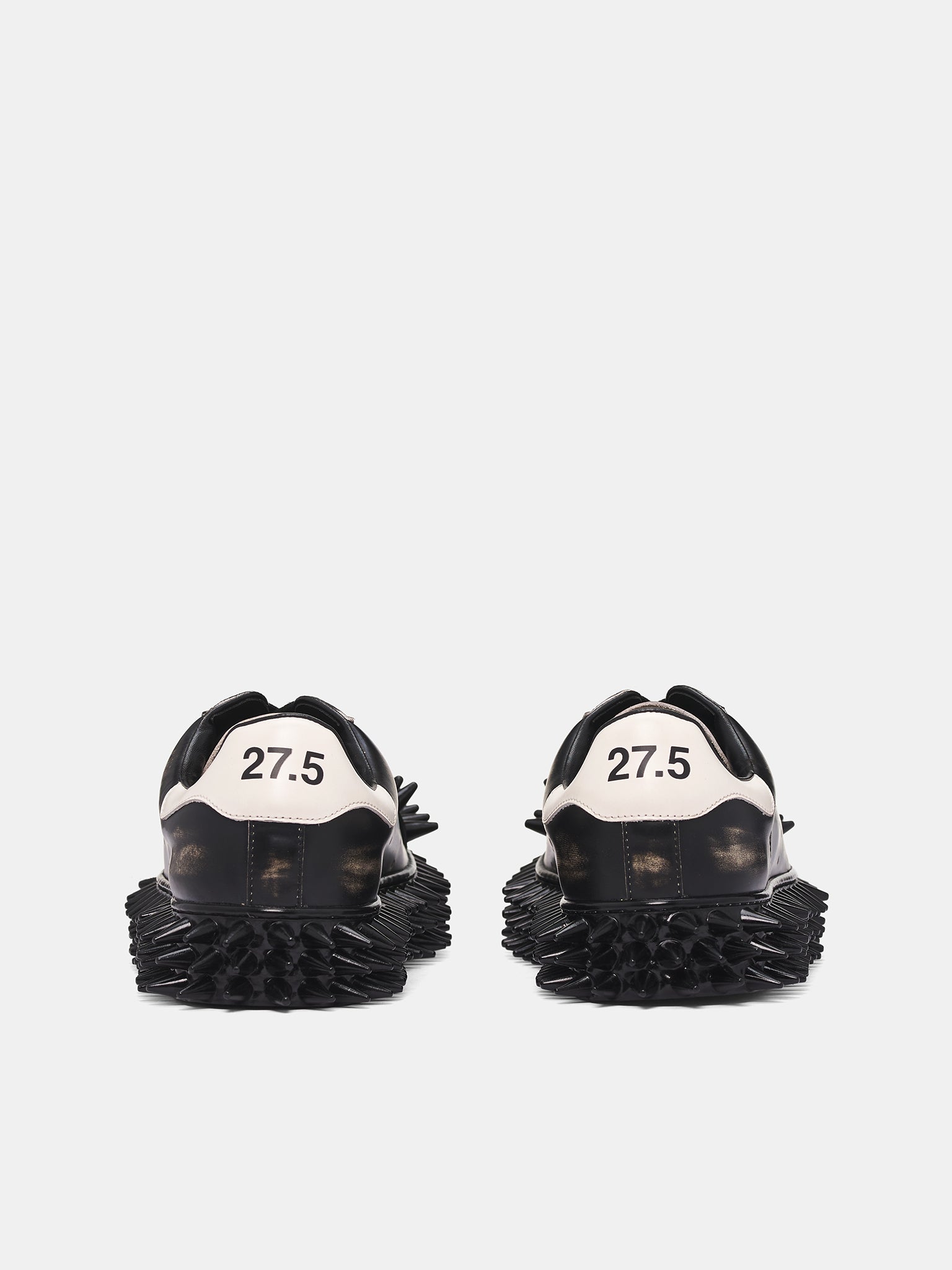 Black Leather Spiky Sneakers (25AW67FT63-BLACK)