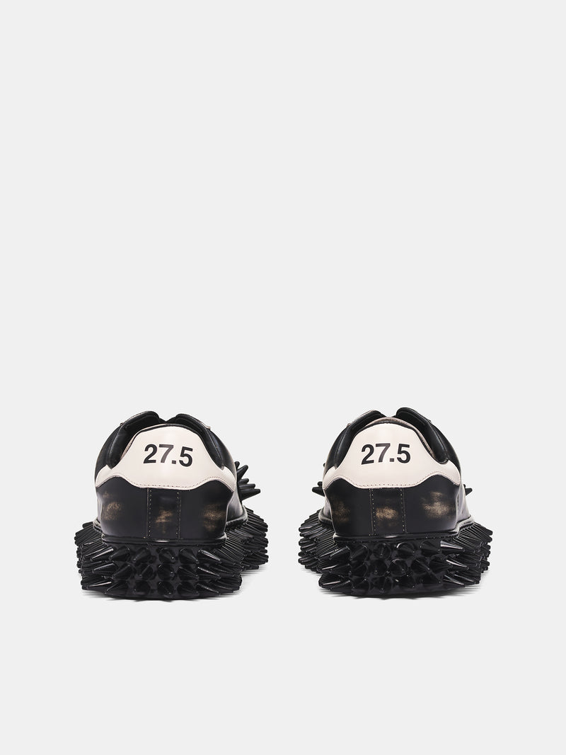 Black Leather Spiky Sneakers (25AW67FT63-BLACK)