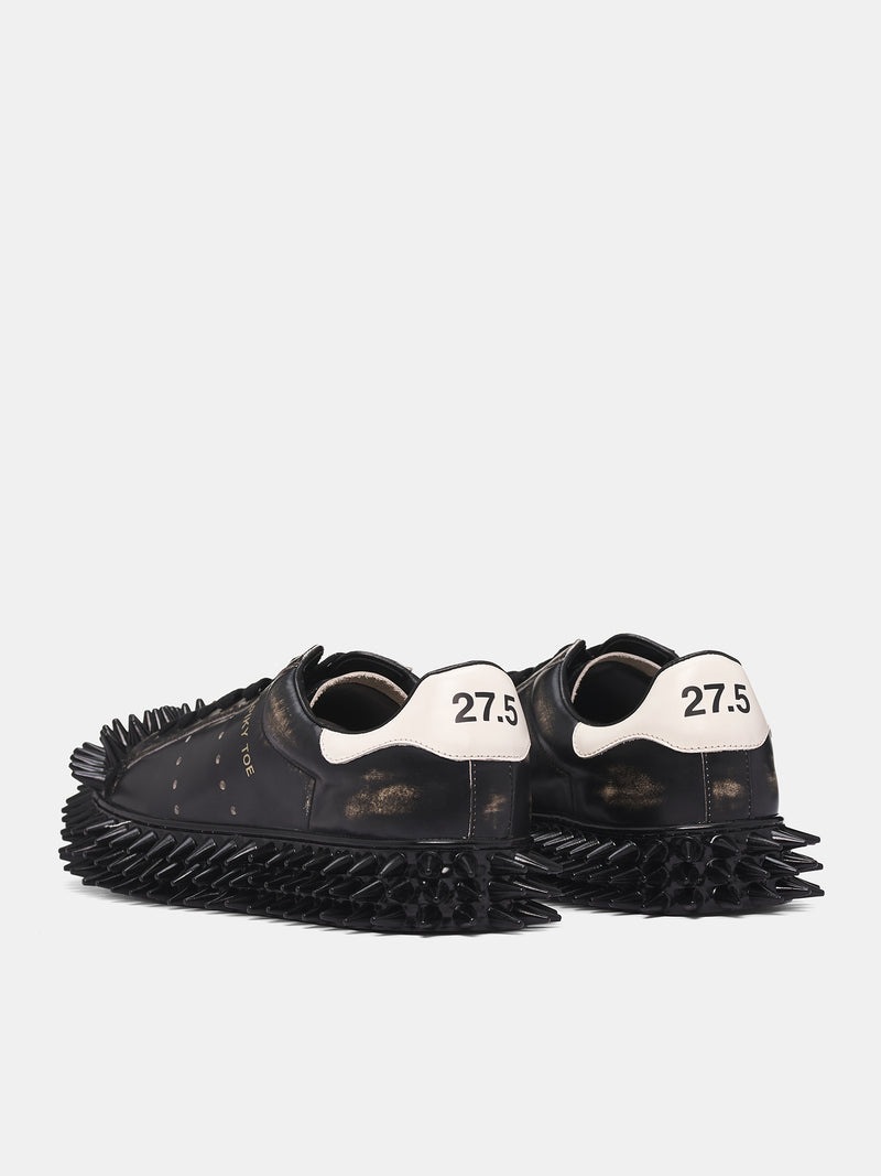 Black Leather Spiky Sneakers (25AW67FT63-BLACK)