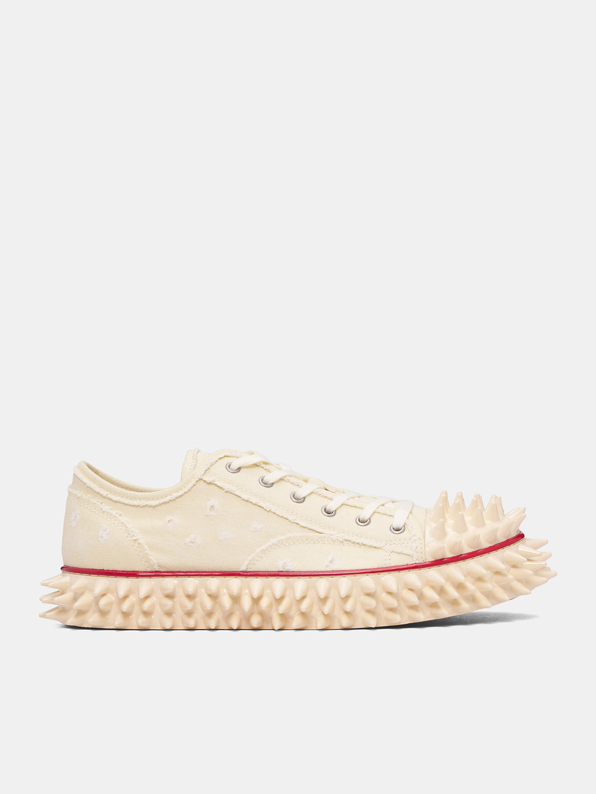 White Canvas Spiky Sneakers (25AW75FT62-IVORY)