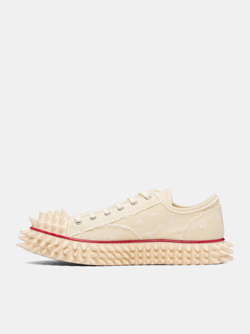 White Canvas Spiky Sneakers (25AW75FT62-IVORY)