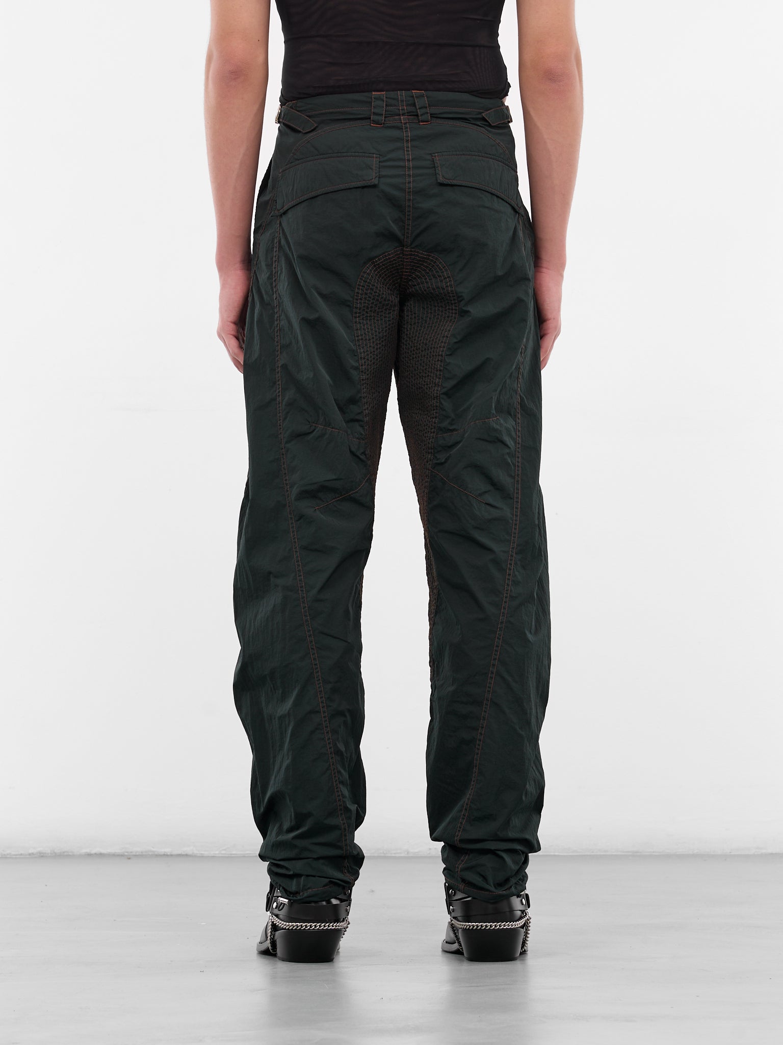 Gray Satin Nylon Stitched Pants (25F1PA0506888-PA0506-SLATE-GRE)