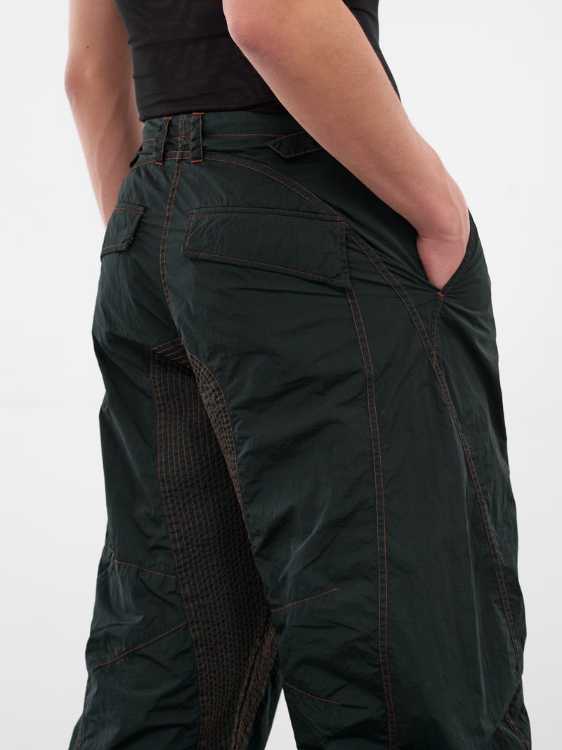 Gray Satin Nylon Stitched Pants (25F1PA0506888-PA0506-SLATE-GRE)