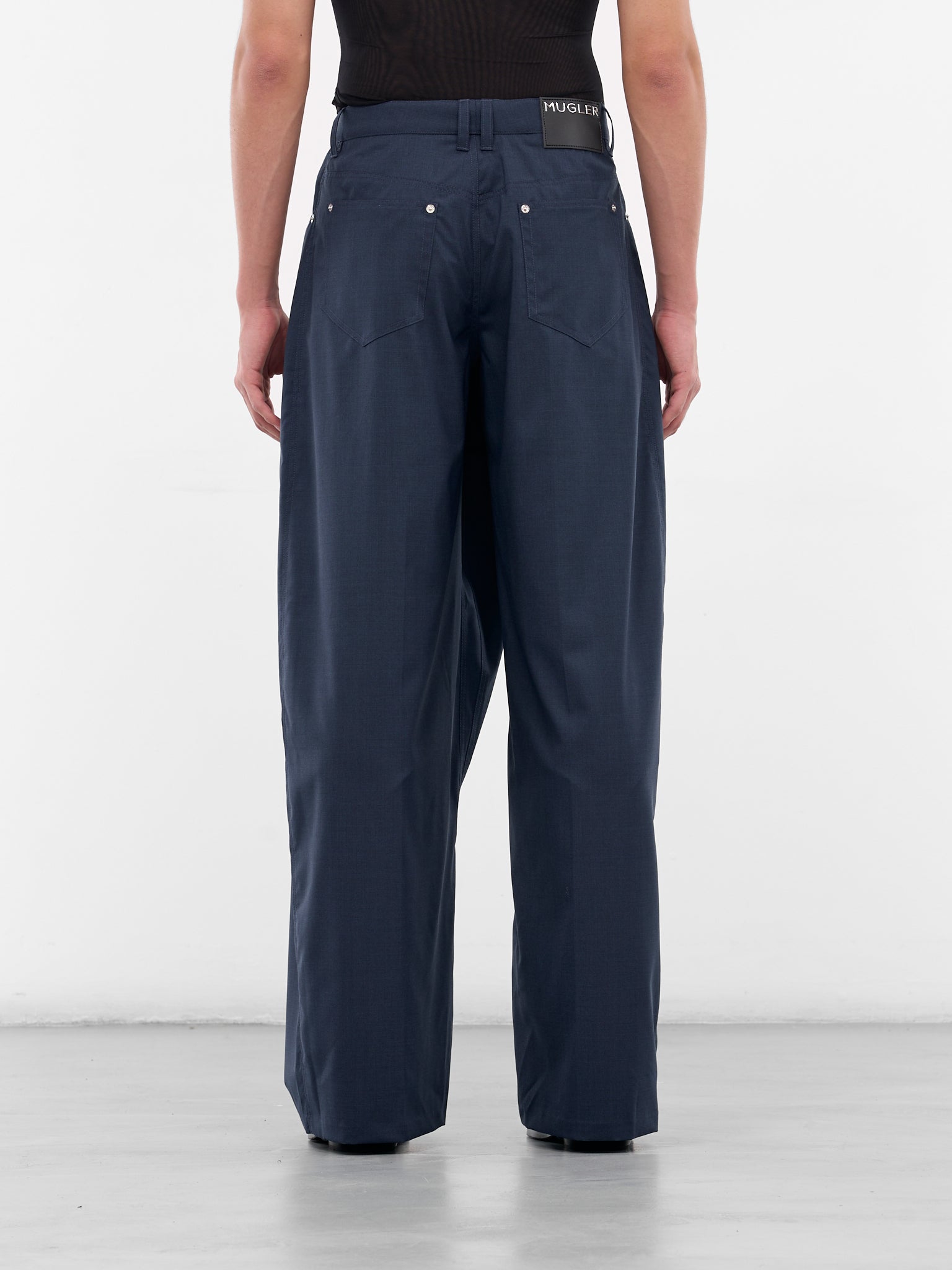 Blue Asymmetric Wrap Wide Trousers (25F1PA0517191-DARK-BLUE)