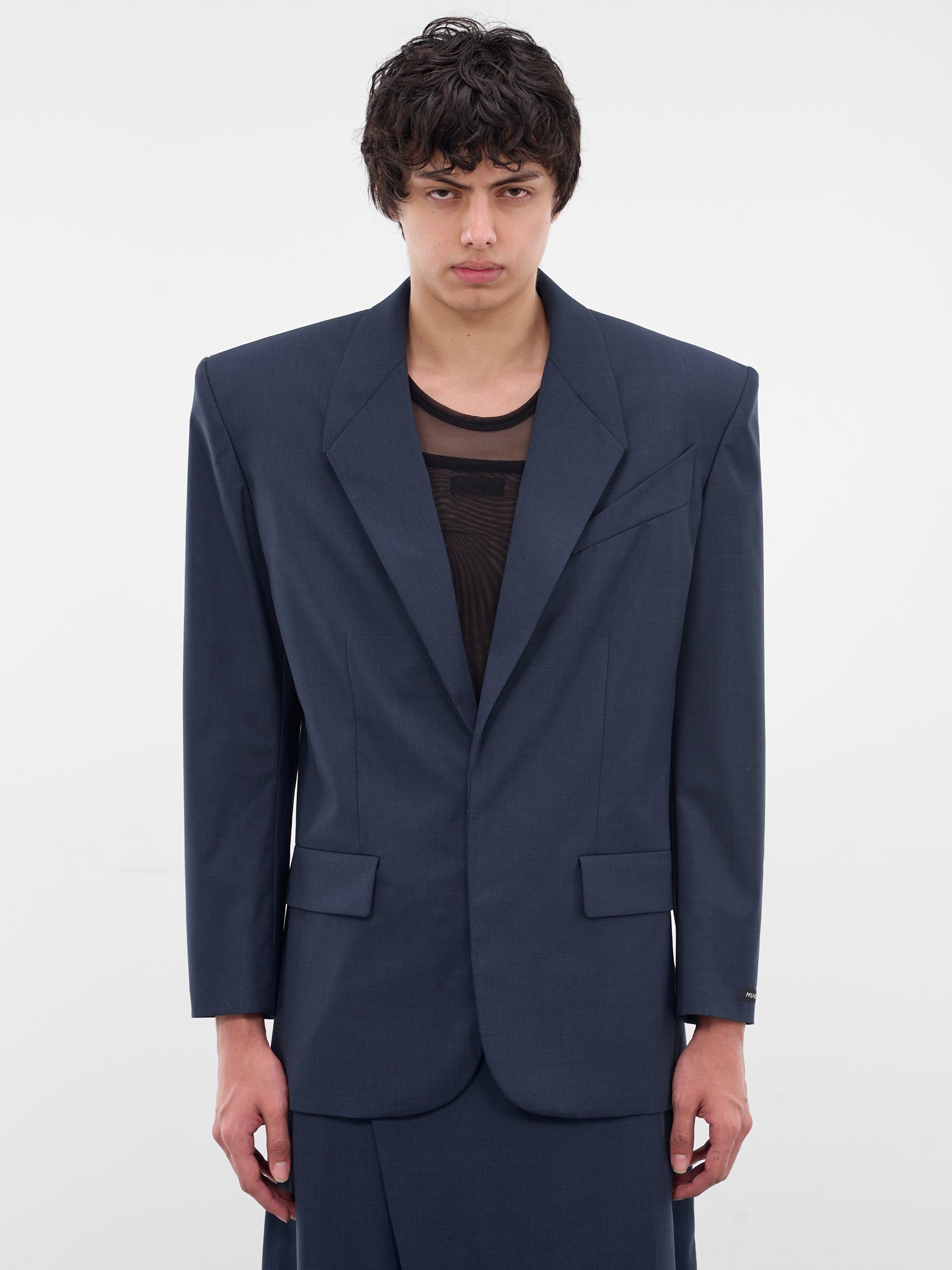 Blue Oversized Wool Blazer (25F1VE0467191-DARK-BLUE)