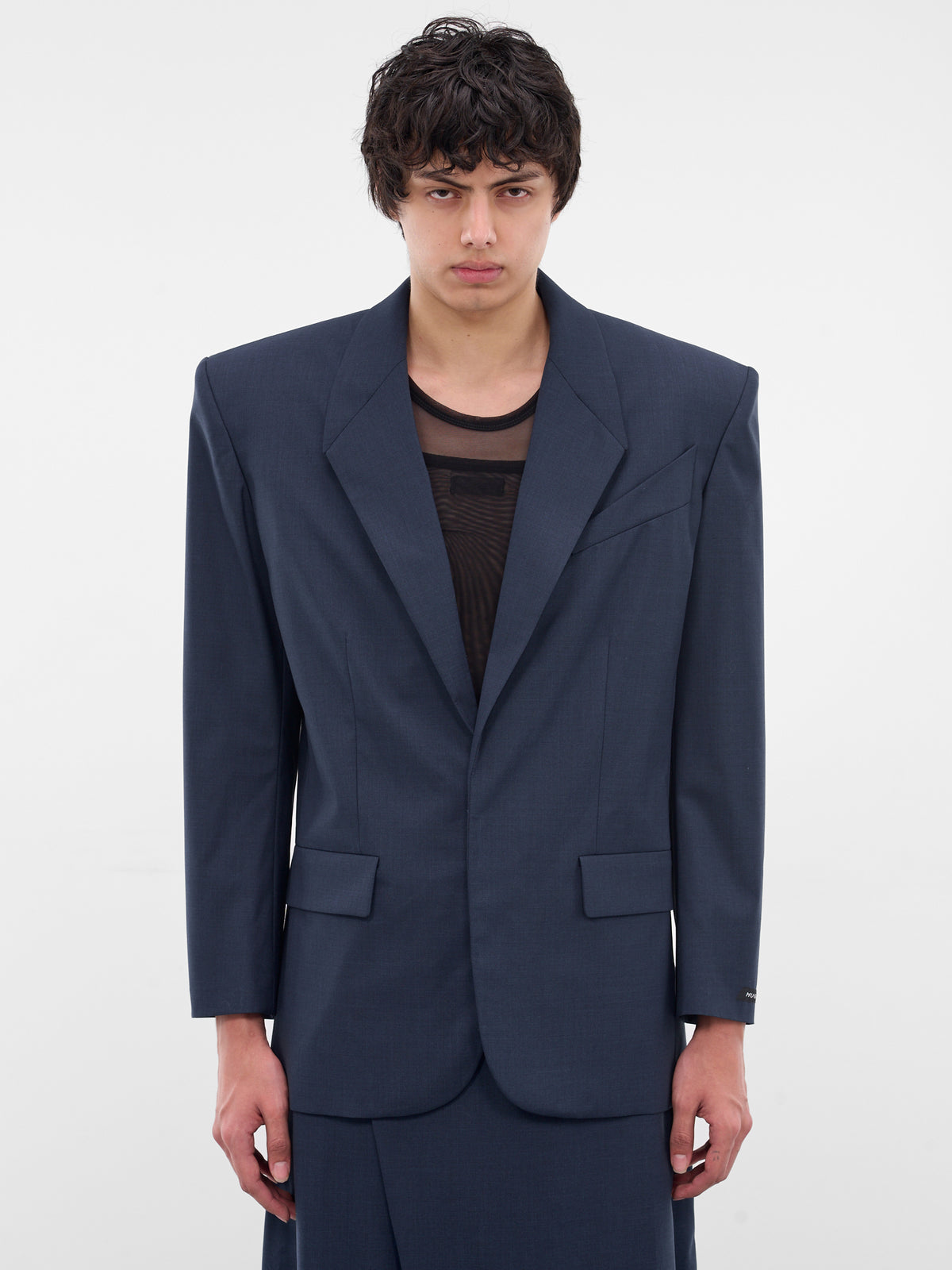 Blue Oversized Wool Blazer (25F1VE0467191-DARK-BLUE)