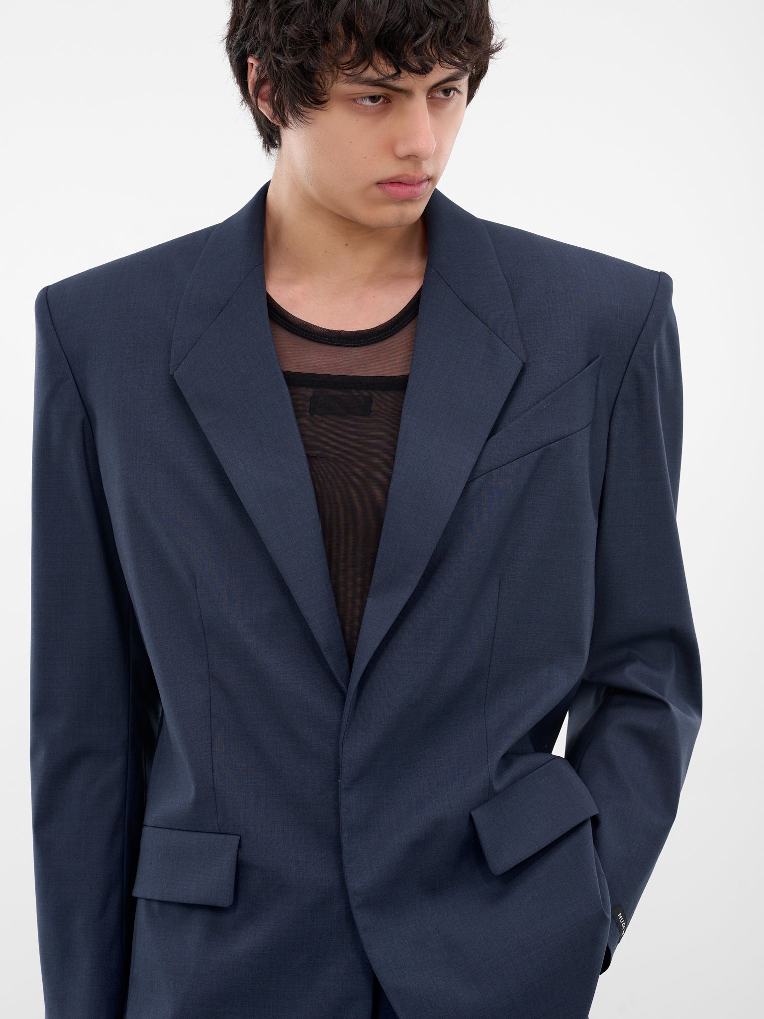 Blue Oversized Wool Blazer (25F1VE0467191-DARK-BLUE)
