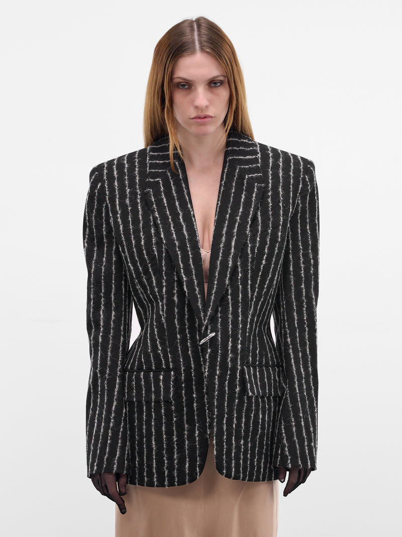 Black Tailored Pinstripe Blazer (25F1VE0472198-BLACK)