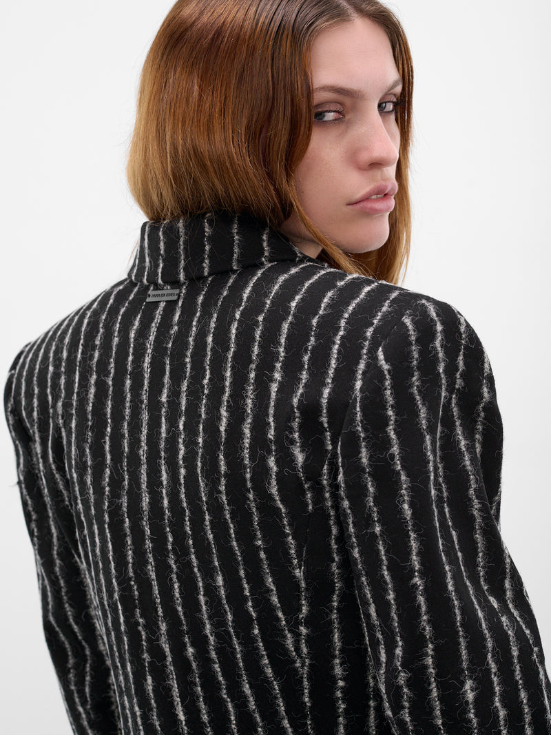 Black Tailored Pinstripe Blazer (25F1VE0472198-BLACK)