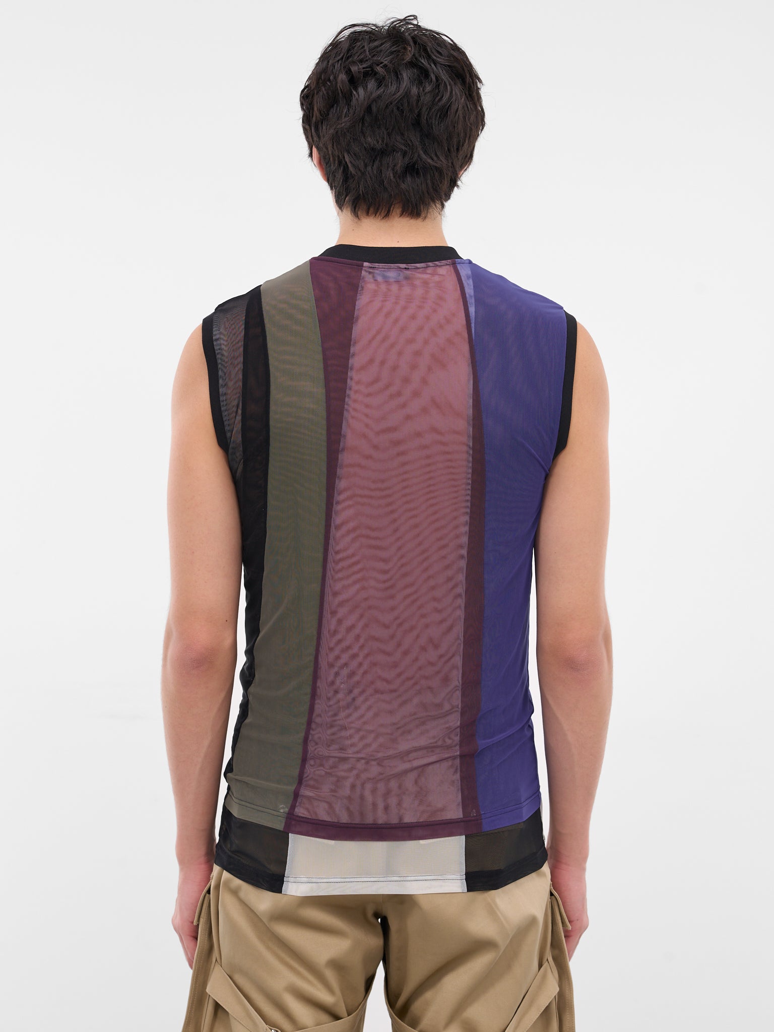 Sheer Patchwork Mesh Tank Top (25F3T00822891-ULTRABLUE-BLACK)