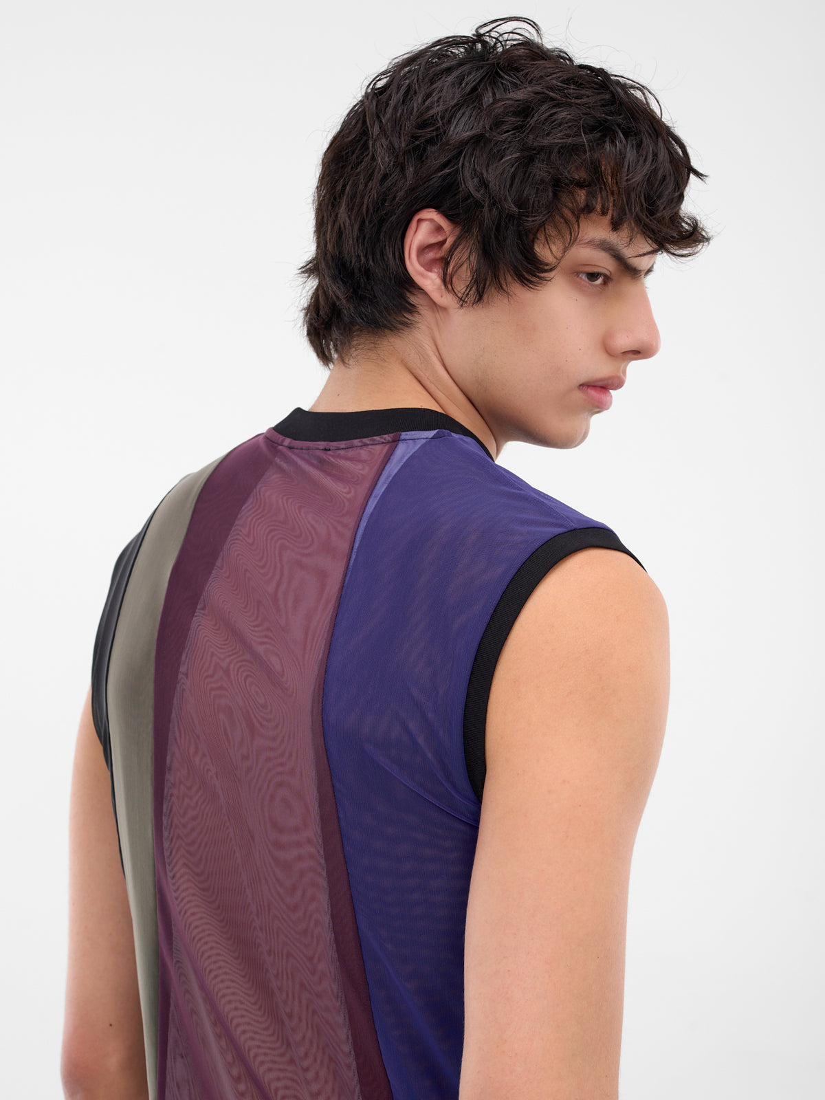 Sheer Patchwork Mesh Tank Top (25F3T00822891-ULTRABLUE-BLACK)