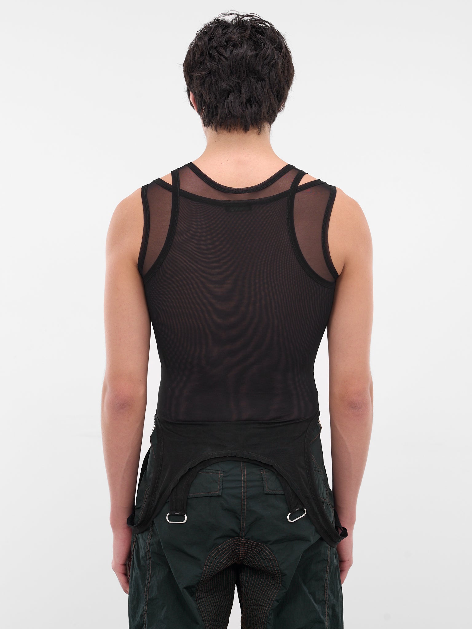 Black Layered Sheer Mesh Tank (25F3TS0123891-BLACK)