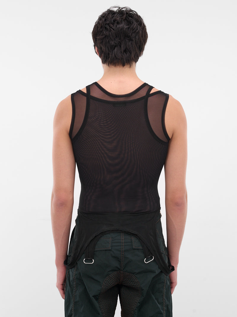 Black Layered Sheer Mesh Tank (25F3TS0123891-BLACK)