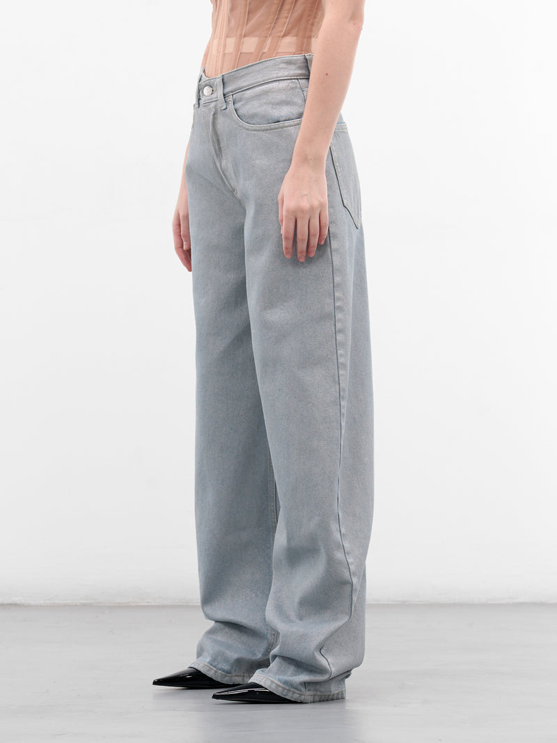 Blue Denim Lace-Up Baggy Jeans (25F6PA04872022-MEDIUM-BLUE)