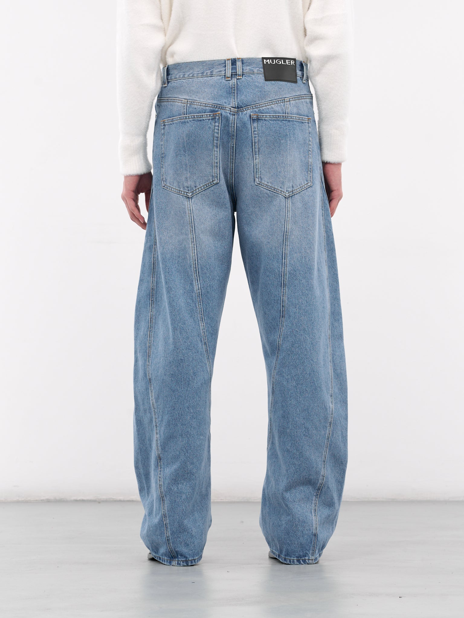 Blue Denim Baggy Twisted Jeans (25F6PA0515211-MEDIUM-BLUE)