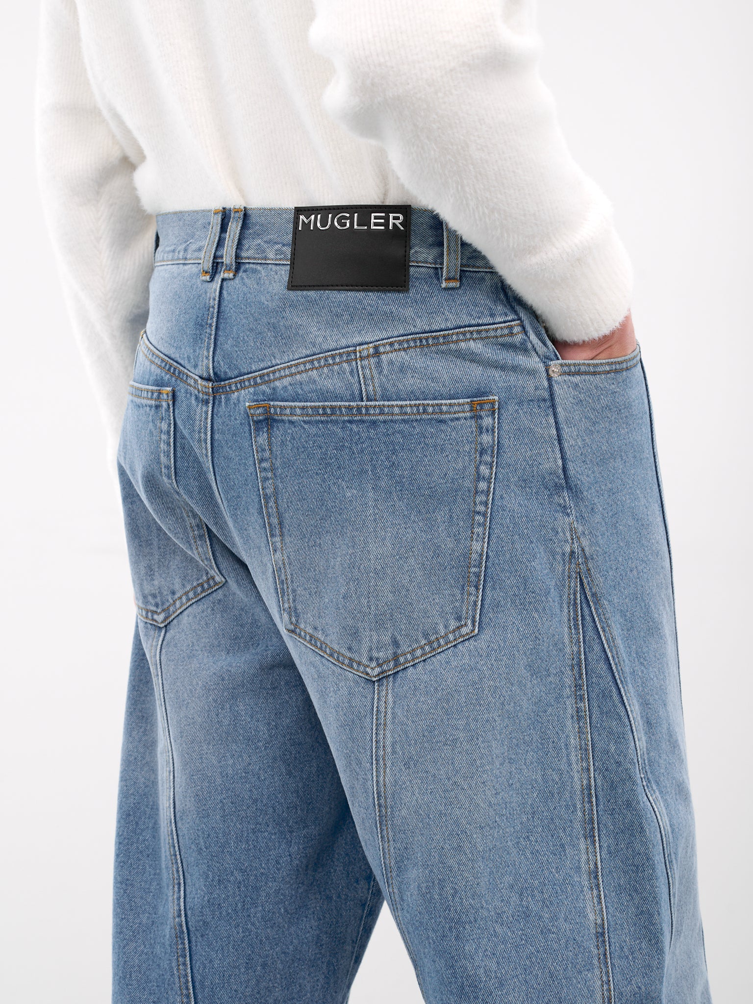 Blue Denim Baggy Twisted Jeans (25F6PA0515211-MEDIUM-BLUE)