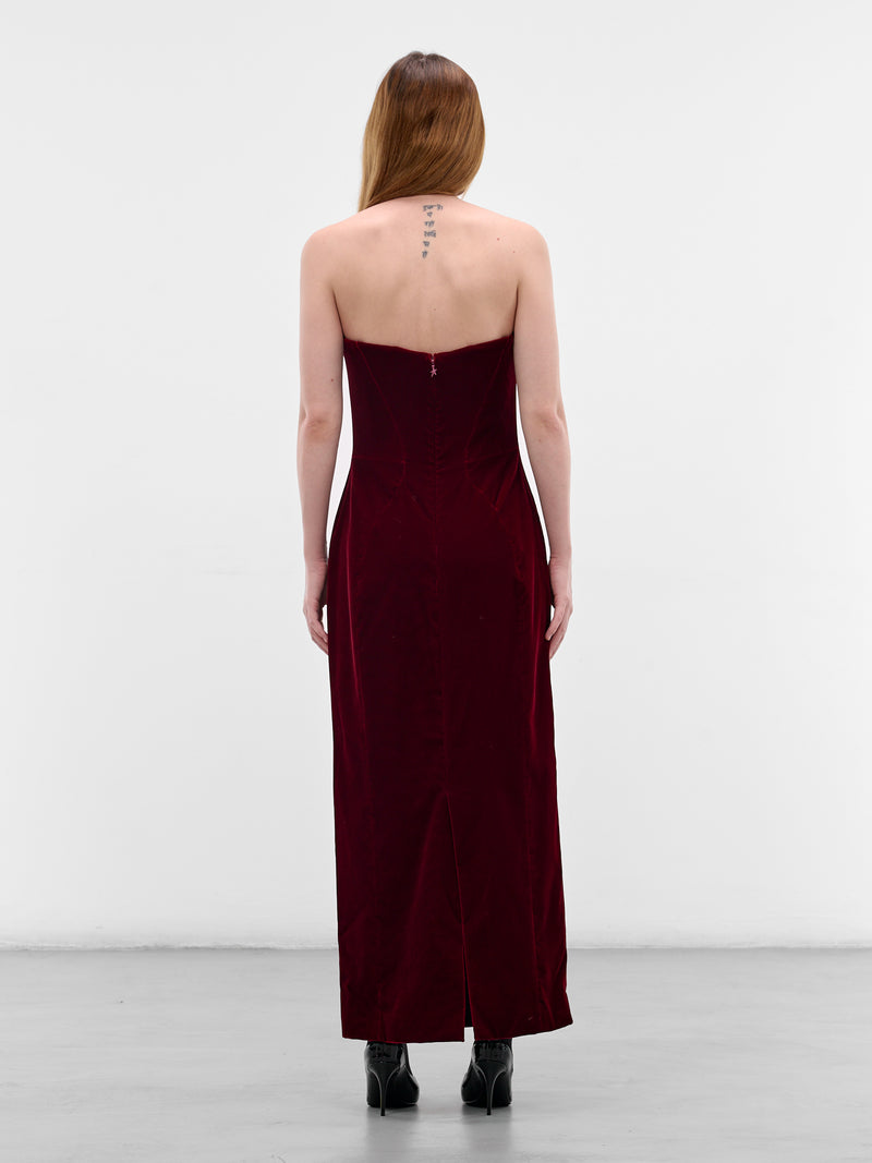 Burgundy Velvet Spike Maxi Dress (25F1R01708477-BLOOD-RED)