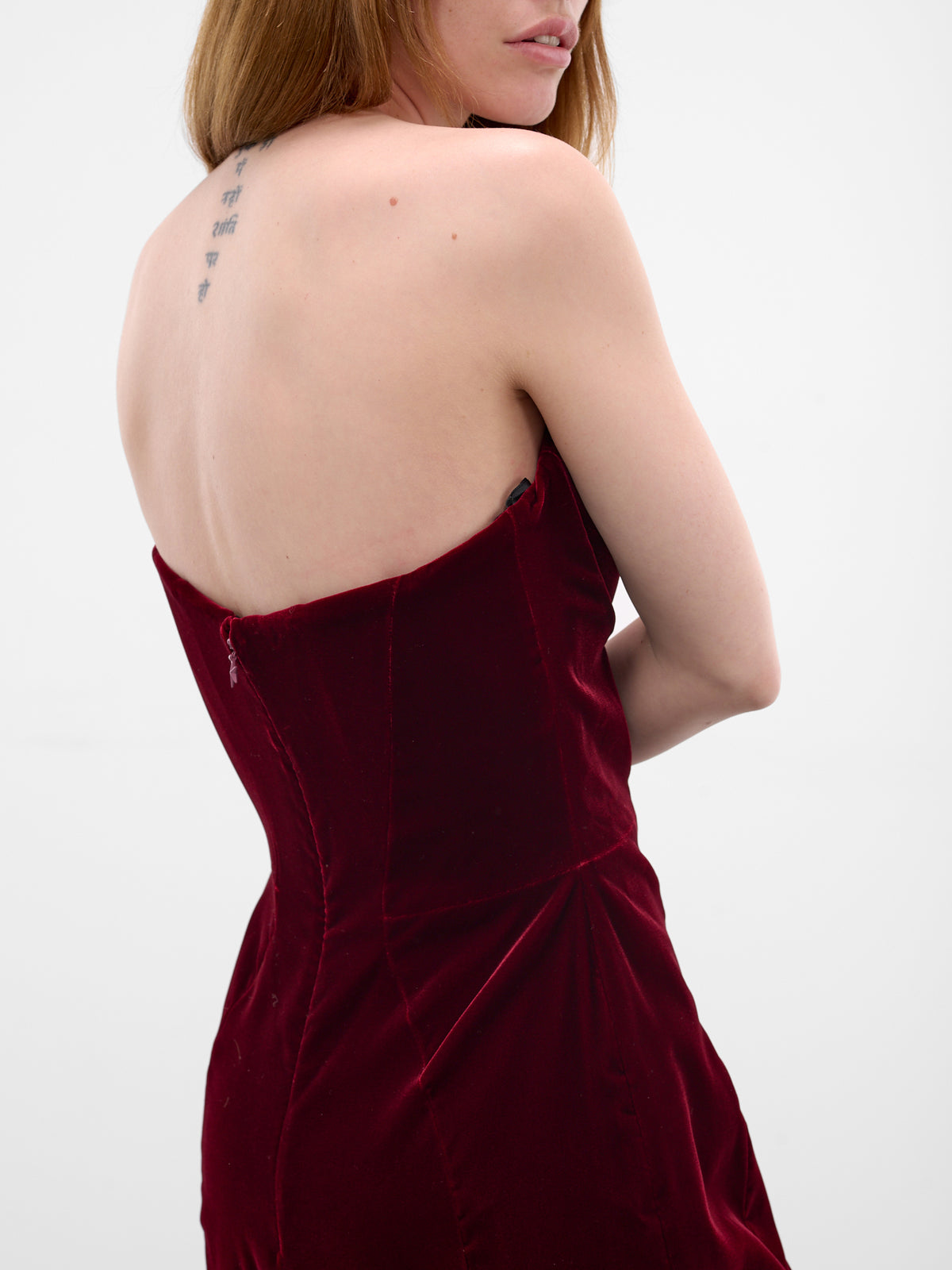 Burgundy Velvet Spike Maxi Dress (25F1R01708477-BLOOD-RED)