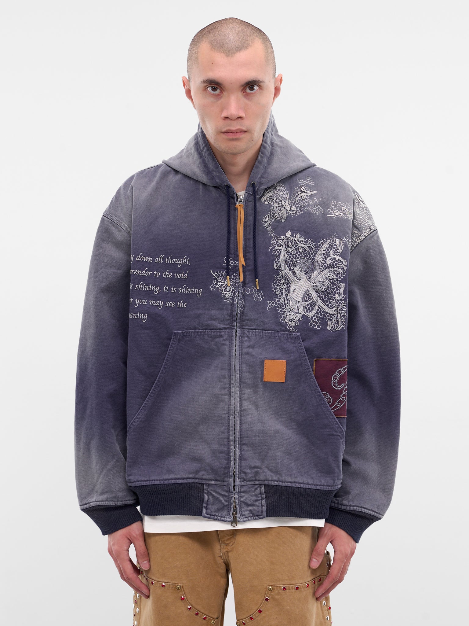 Vintage Effect Embroidered Zip Hoodie (25FW-JK-02-BLUE)