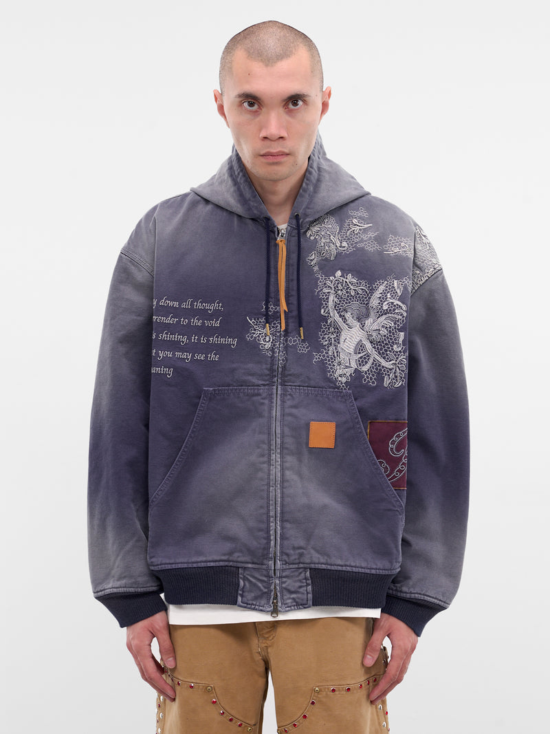 Vintage Effect Embroidered Zip Hoodie (25FW-JK-02-BLUE)