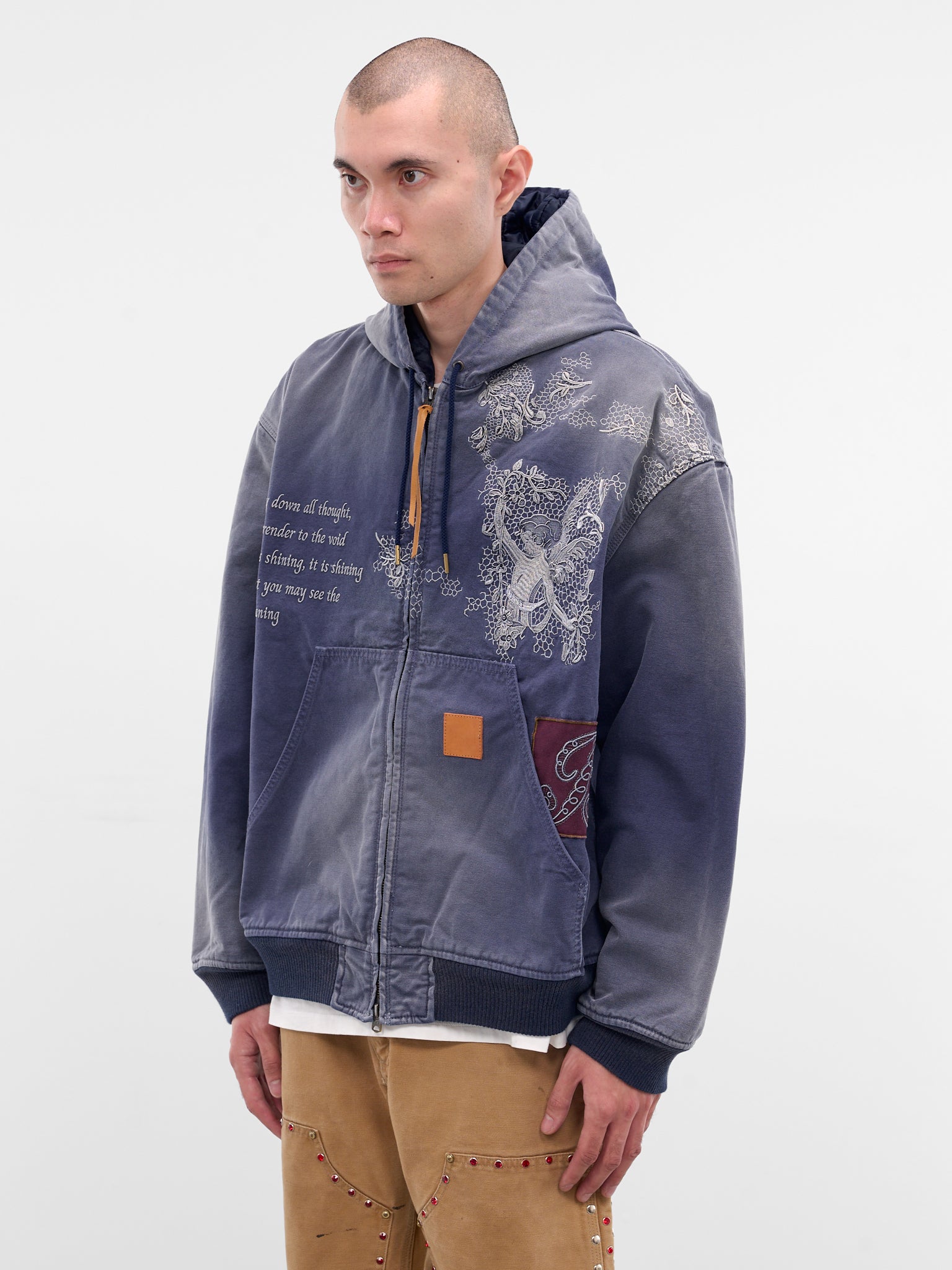 Vintage Effect Embroidered Zip Hoodie (25FW-JK-02-BLUE)