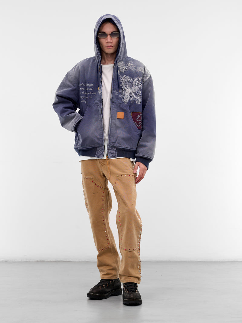Vintage Effect Embroidered Zip Hoodie (25FW-JK-02-BLUE)