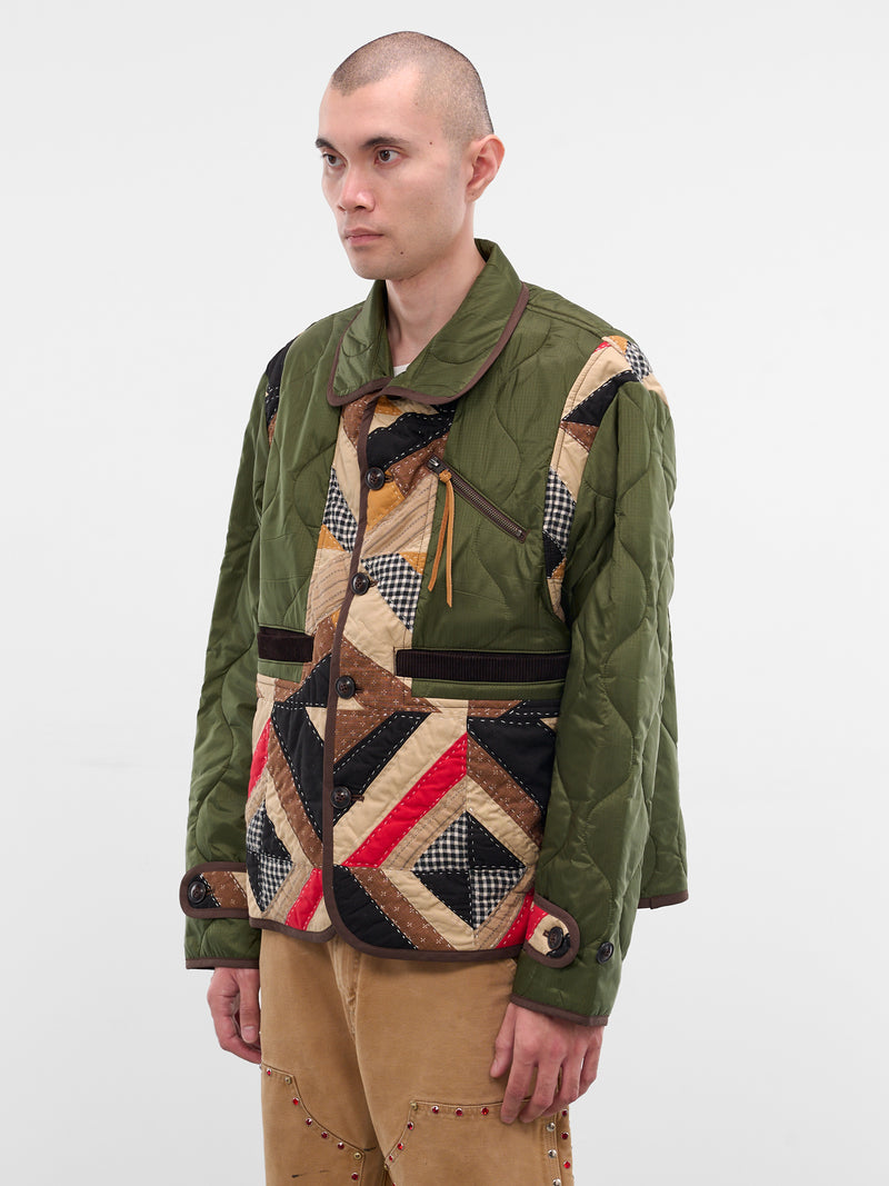 Beige Patchwork Quilted Nylon Jacket (25FW-JK-06-BEIGE)