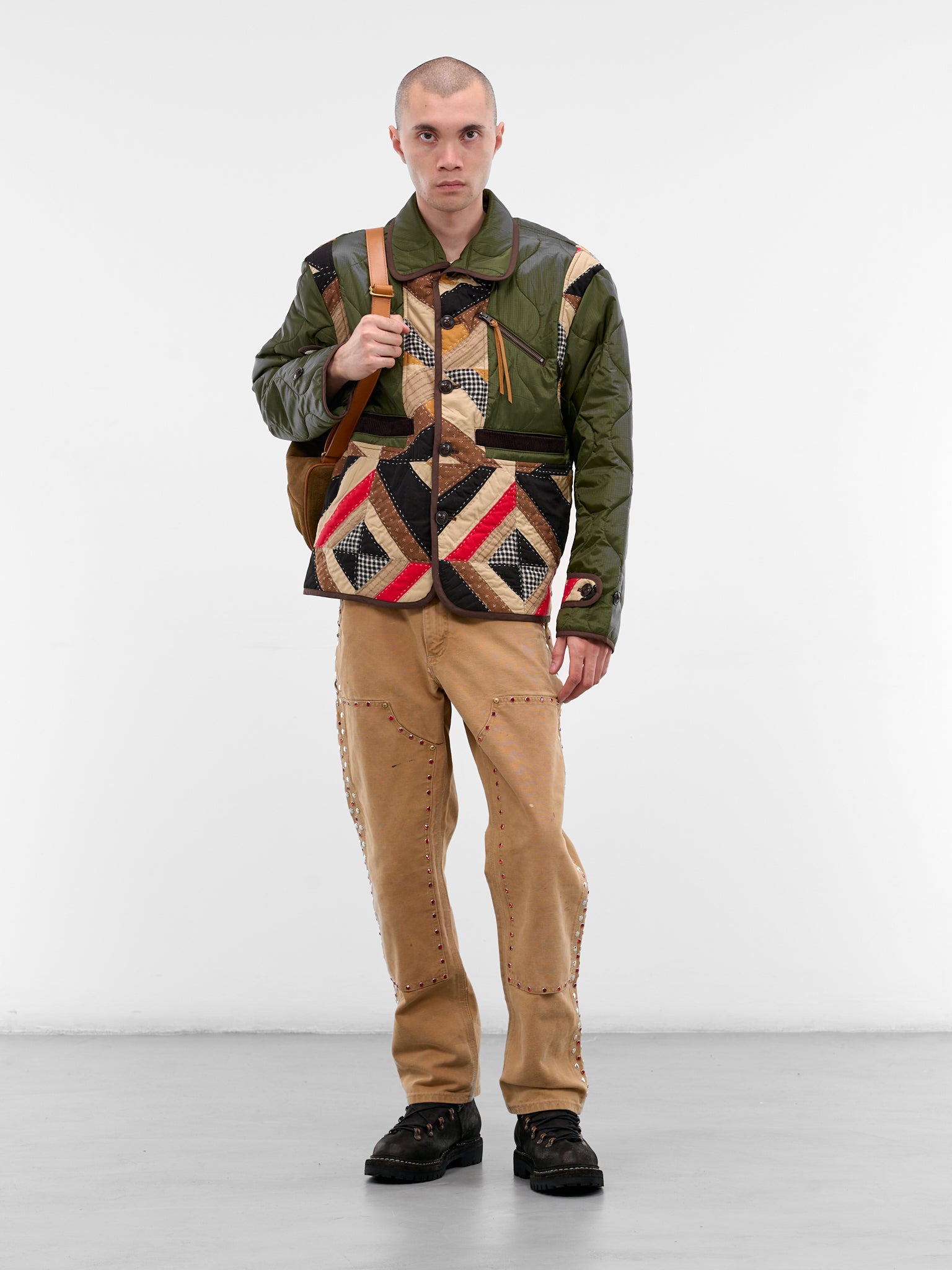 Beige Patchwork Quilted Nylon Jacket (25FW-JK-06-BEIGE)