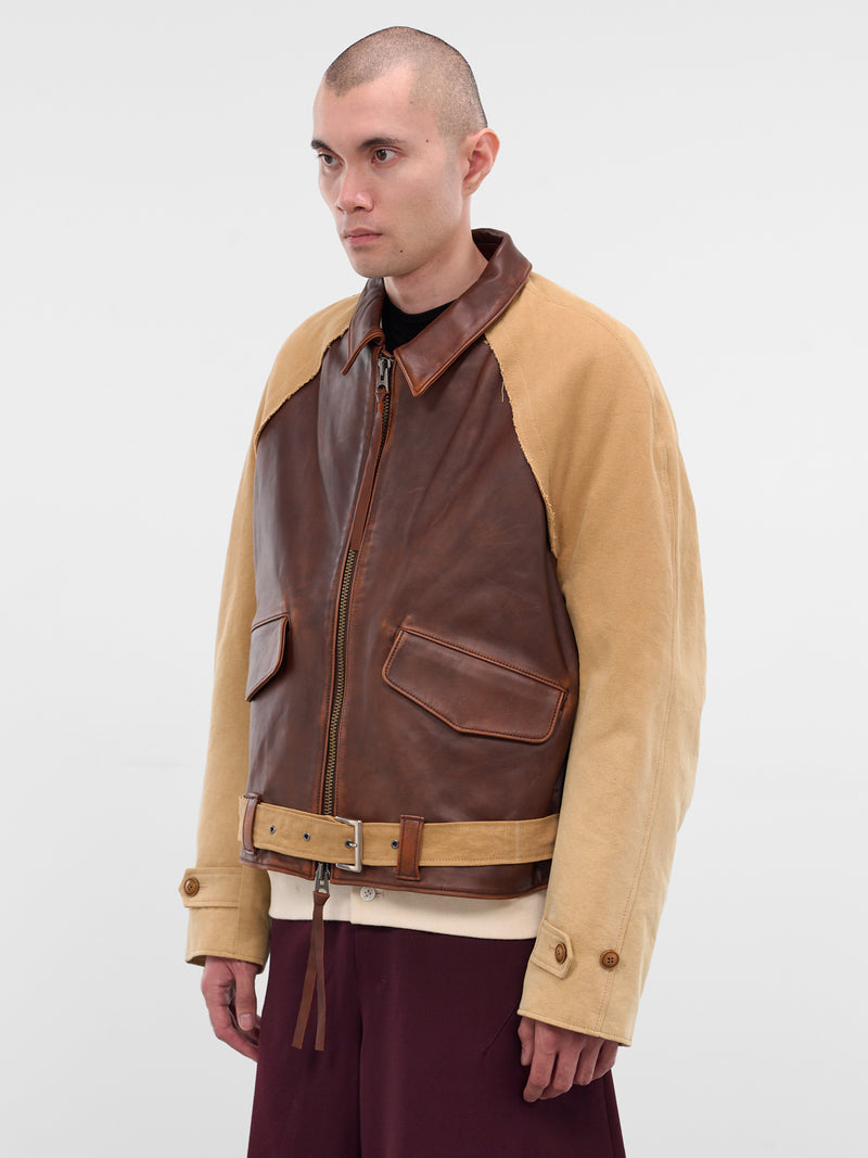 Brown Deconstructed Vintage Leather Jacket (25FW-JK-11-BROWN)