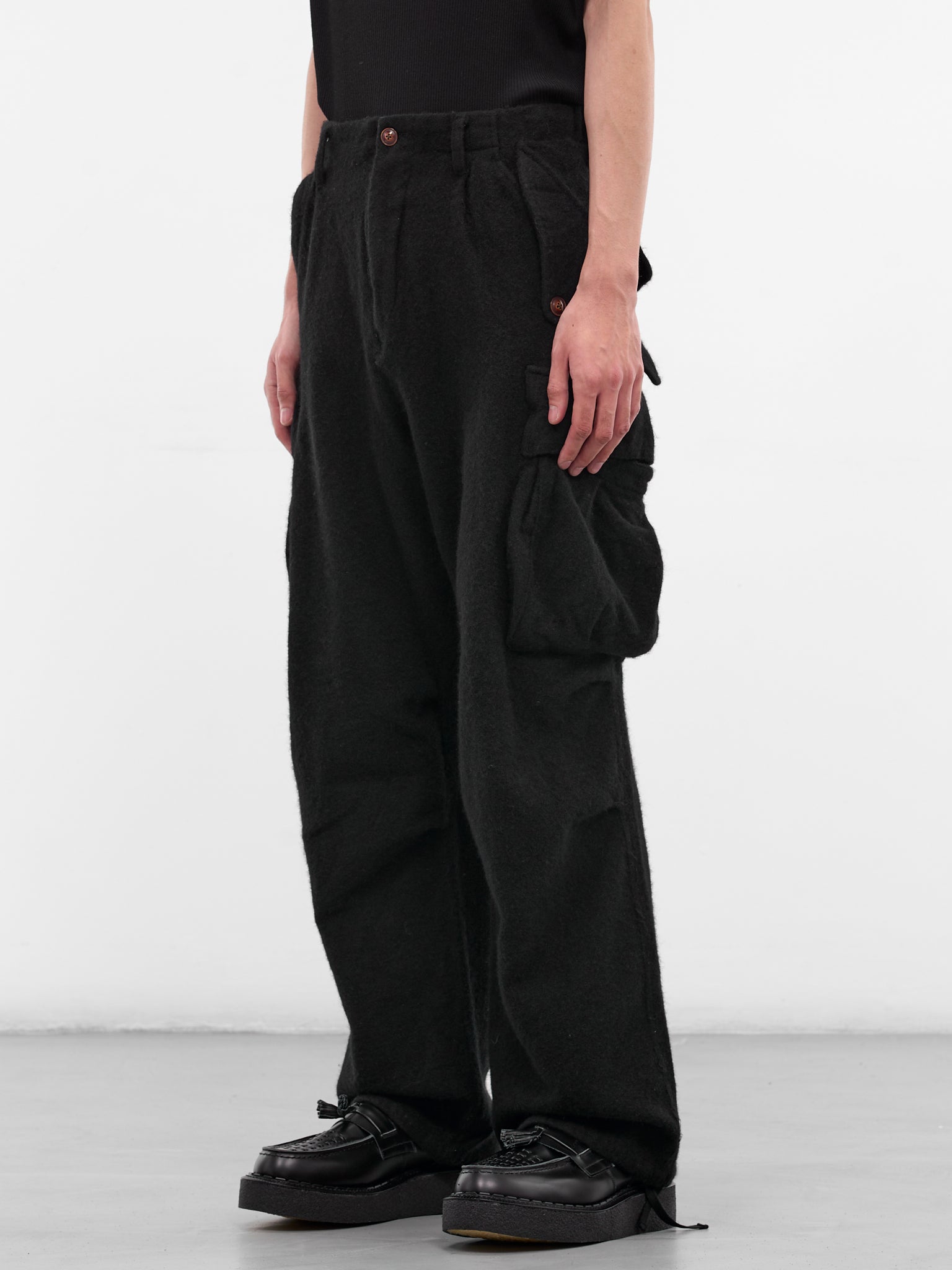 Black Wool Cargo Pants (25FW-P-06-BLACK)