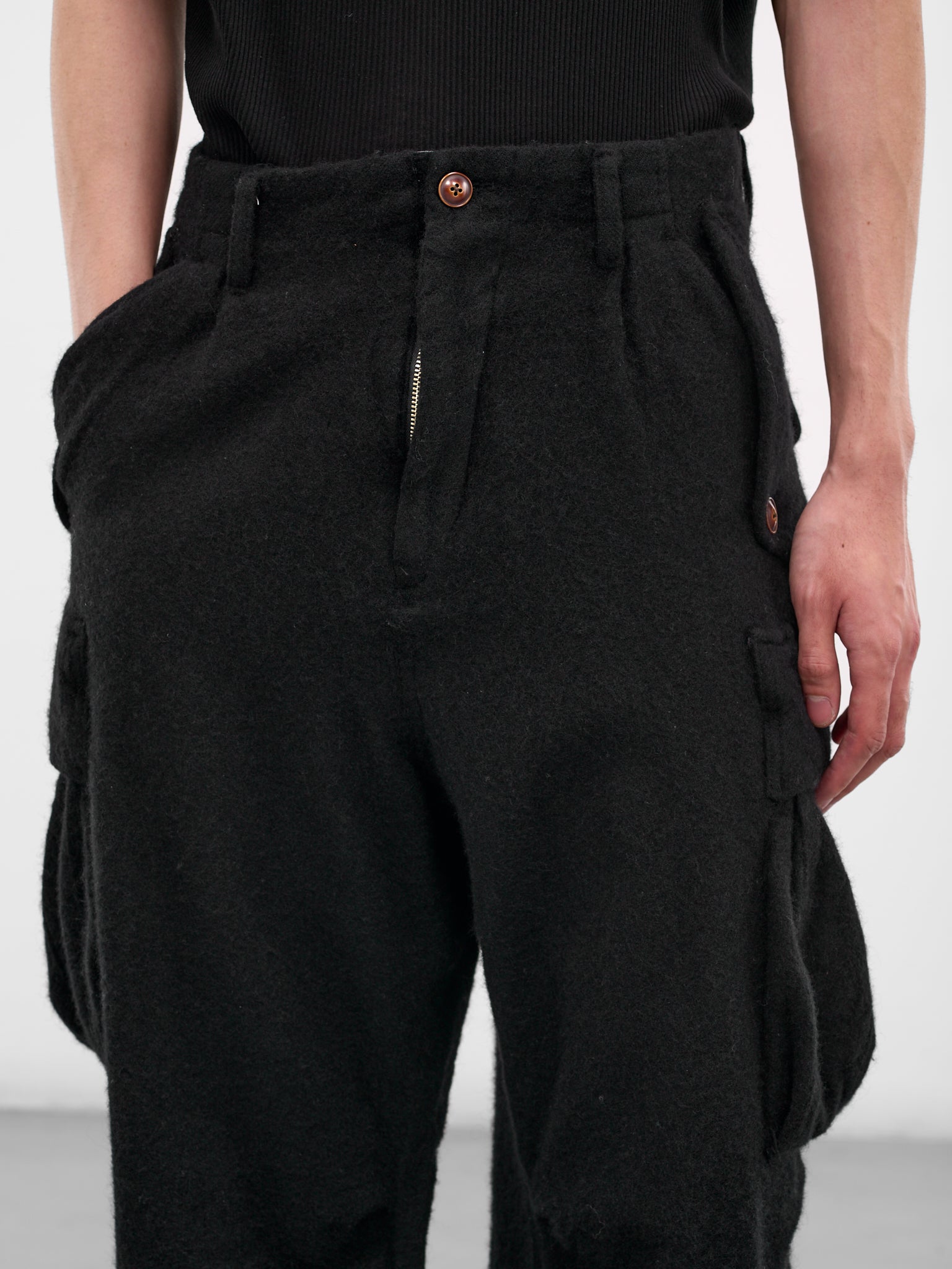 Black Wool Cargo Pants (25FW-P-06-BLACK)