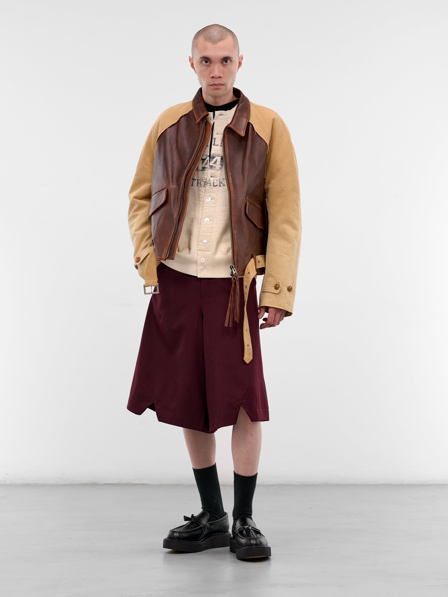 Brown Deconstructed Vintage Leather Jacket (25FW-JK-11-BROWN)