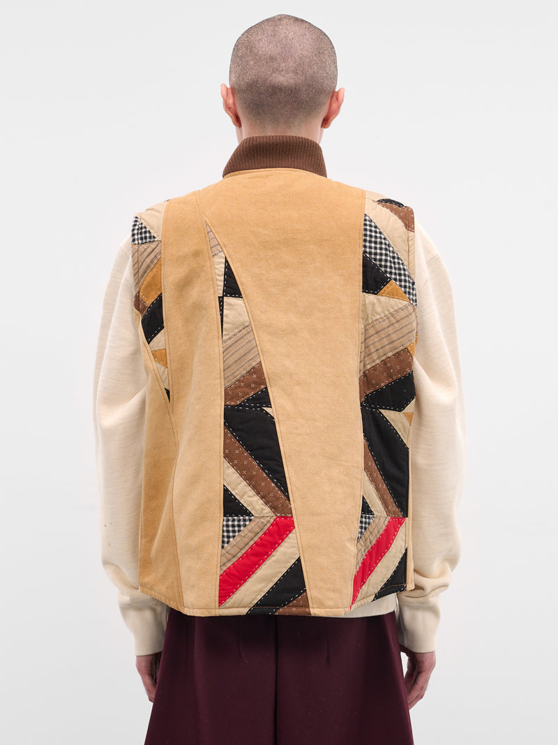 Beige Patchwork Quilt Work Vest (25FW-V-01-BEIGE)