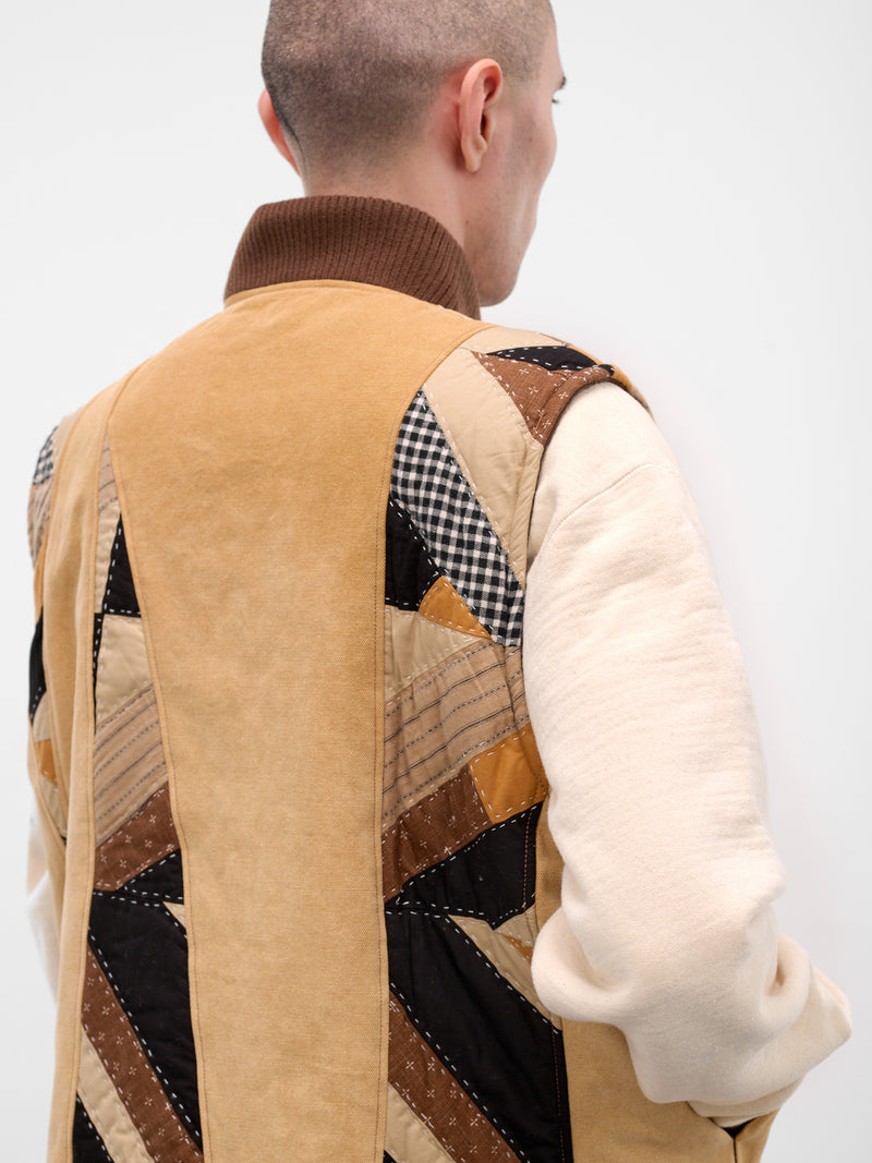 Beige Patchwork Quilt Work Vest (25FW-V-01-BEIGE)