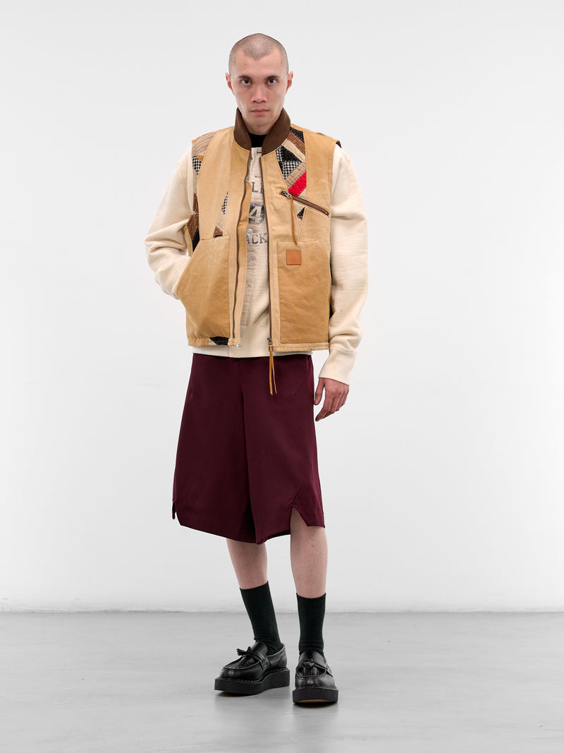 Beige Patchwork Quilt Work Vest (25FW-V-01-BEIGE)