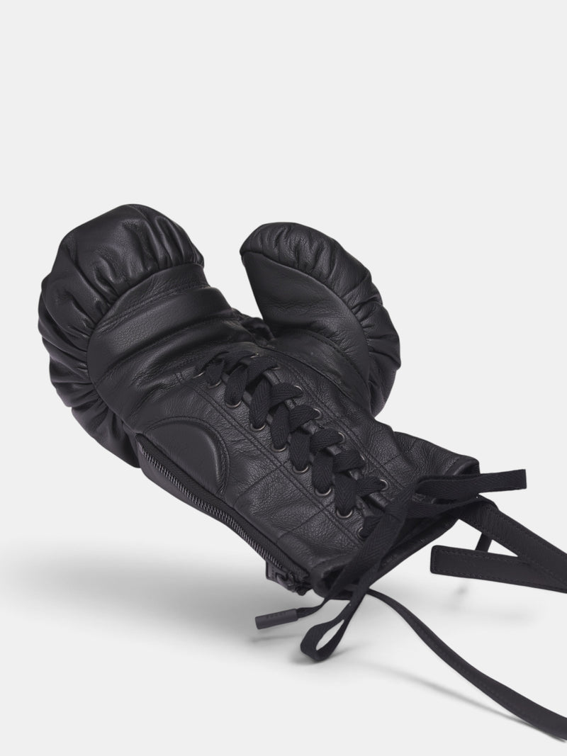 Black Leather Boxing Glove Bag (26-01171S-1-BLACK)