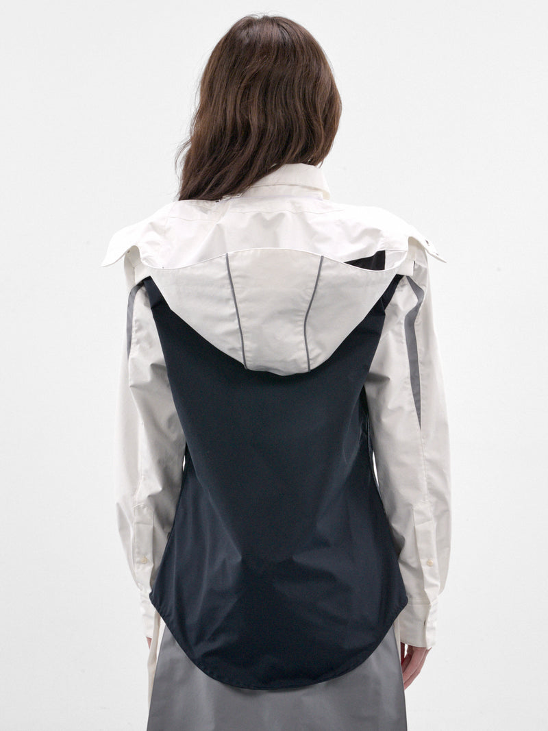 White Paneled Hooded Shirt (26-04-U-ST078-W129-WHITE-NAVY)