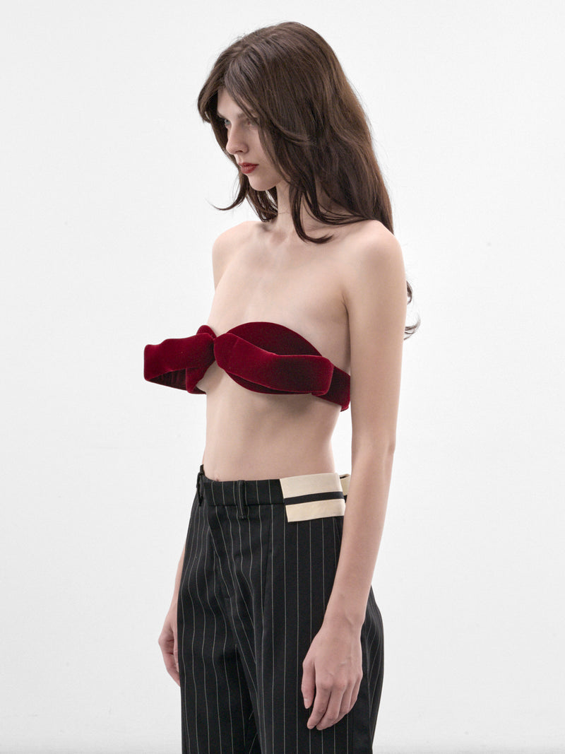 Burgundy Nylon Bow Bra (26-04-W-BR022-W086-BURGUNDY)
