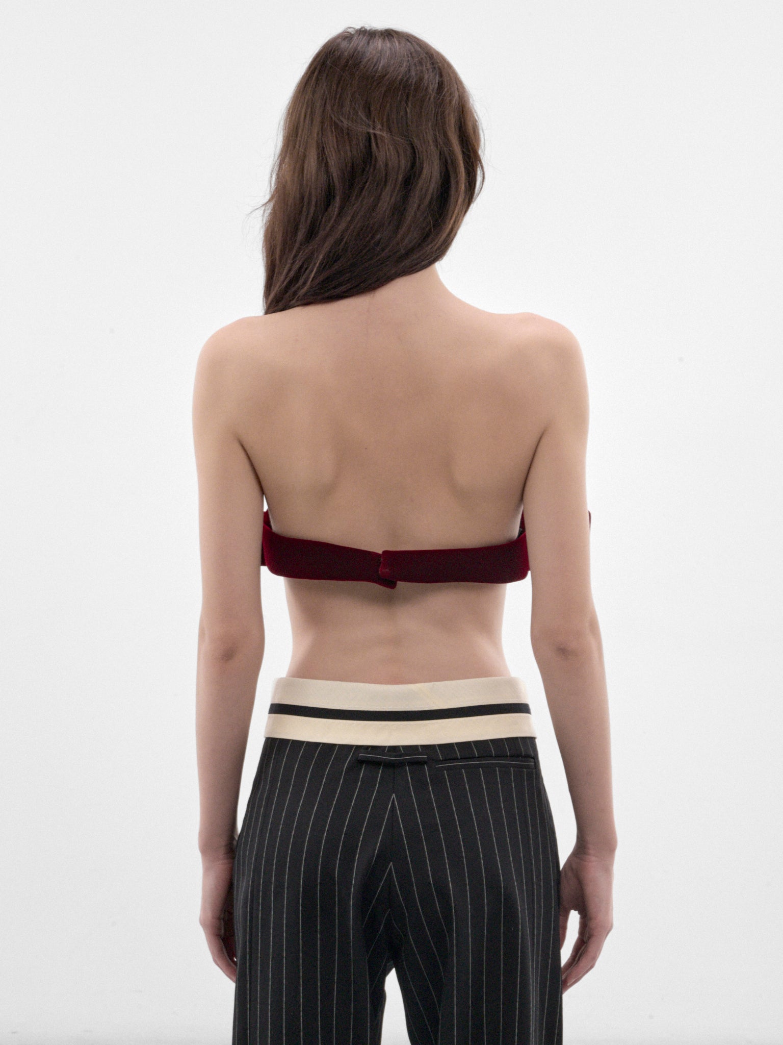 Burgundy Nylon Bow Bra (26-04-W-BR022-W086-BURGUNDY)