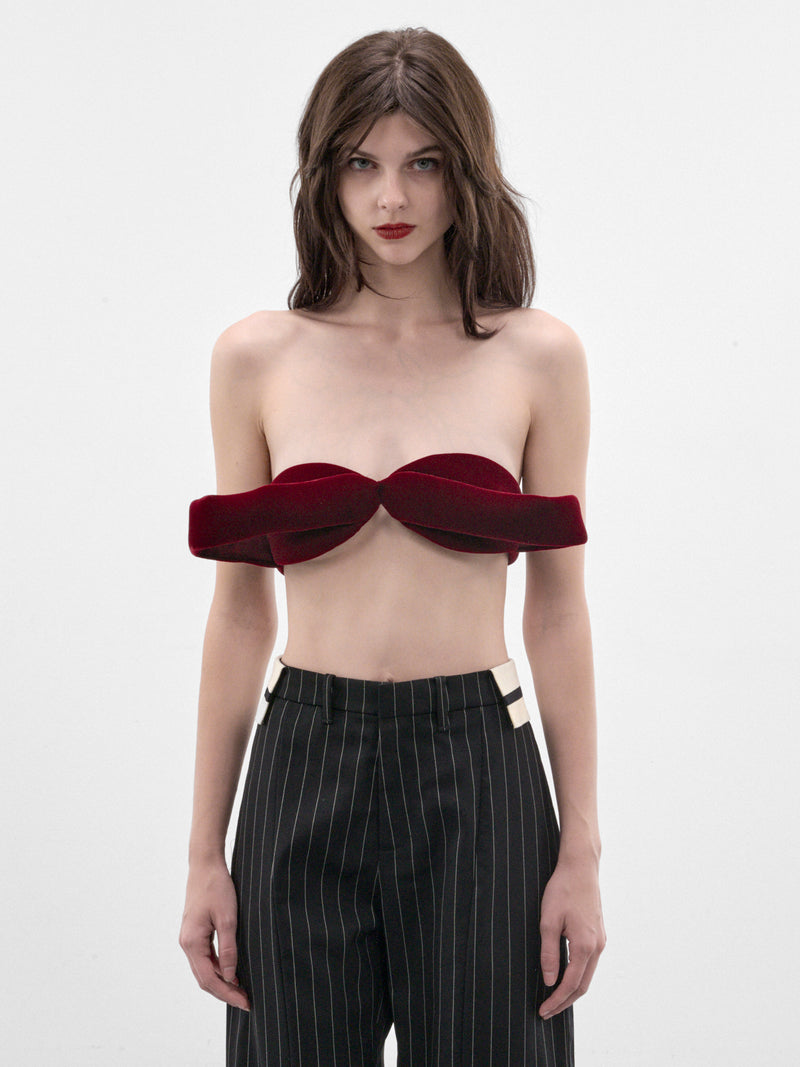 Burgundy Nylon Bow Bra (26-04-W-BR022-W086-BURGUNDY)