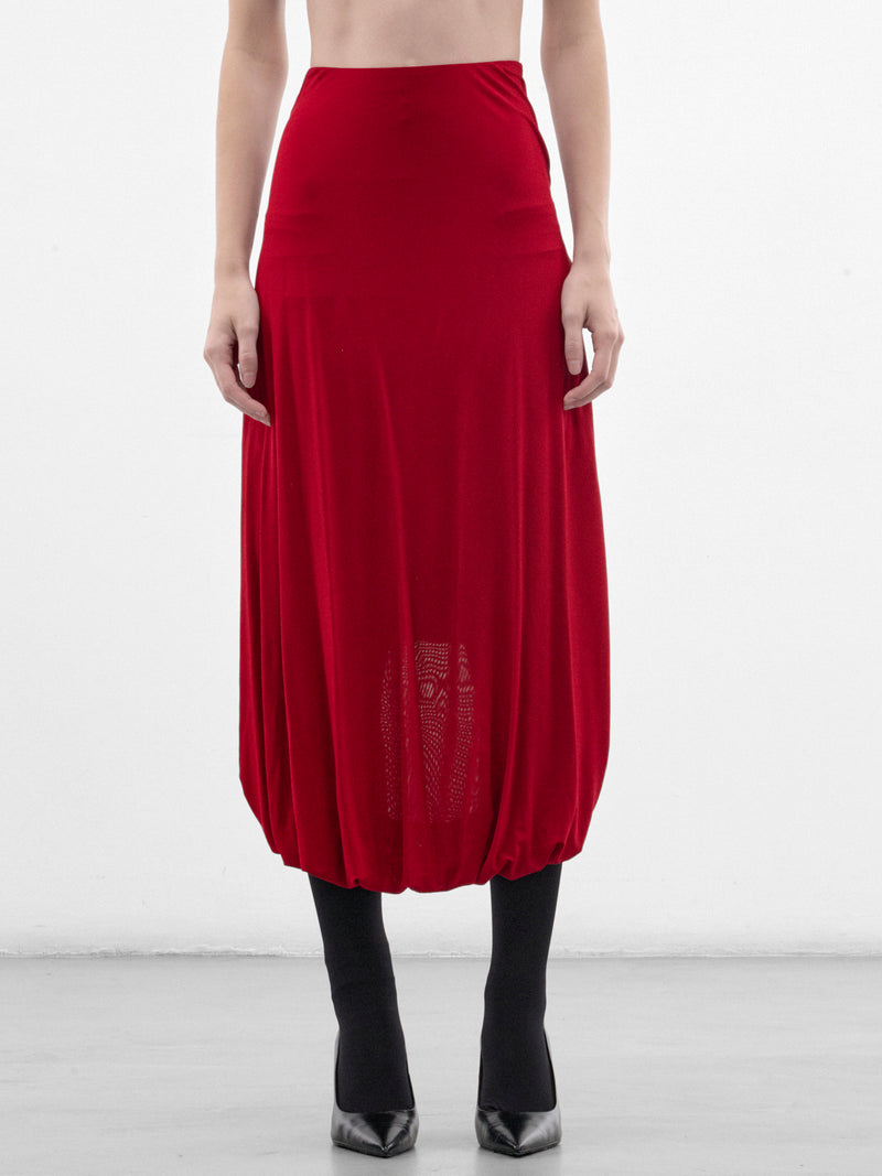 Burgundy Gathered Midi Skirt (26-04-W-DR198-J008-BURGUNDY)