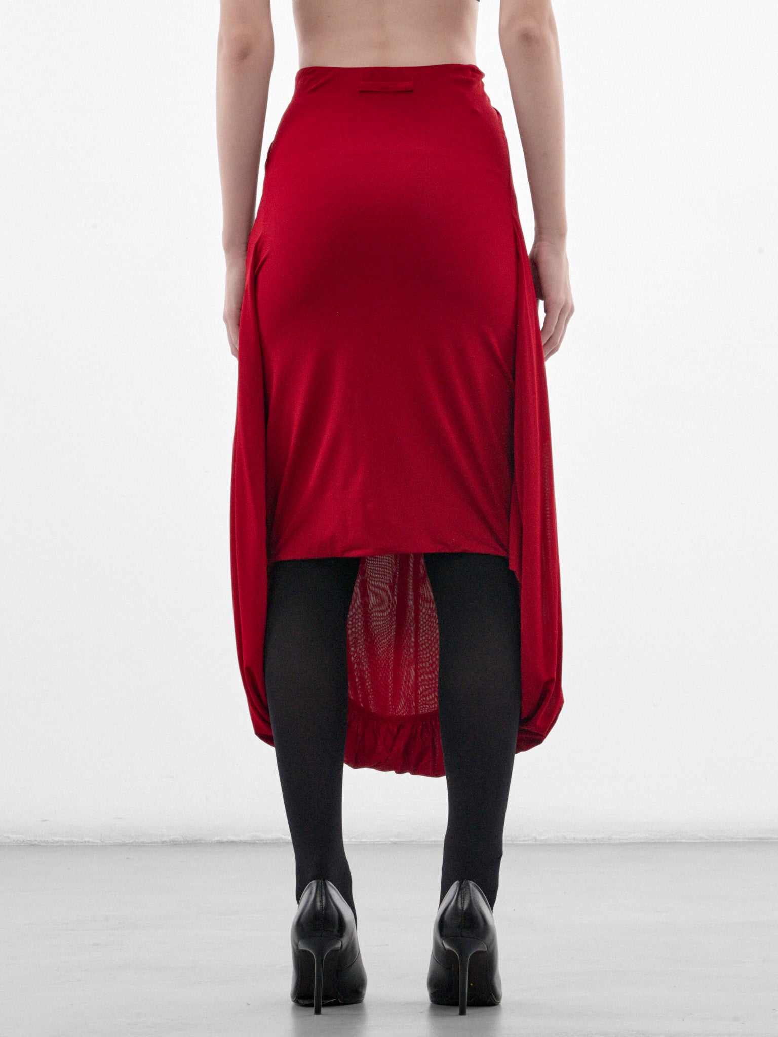 Burgundy Gathered Midi Skirt (26-04-W-DR198-J008-BURGUNDY)