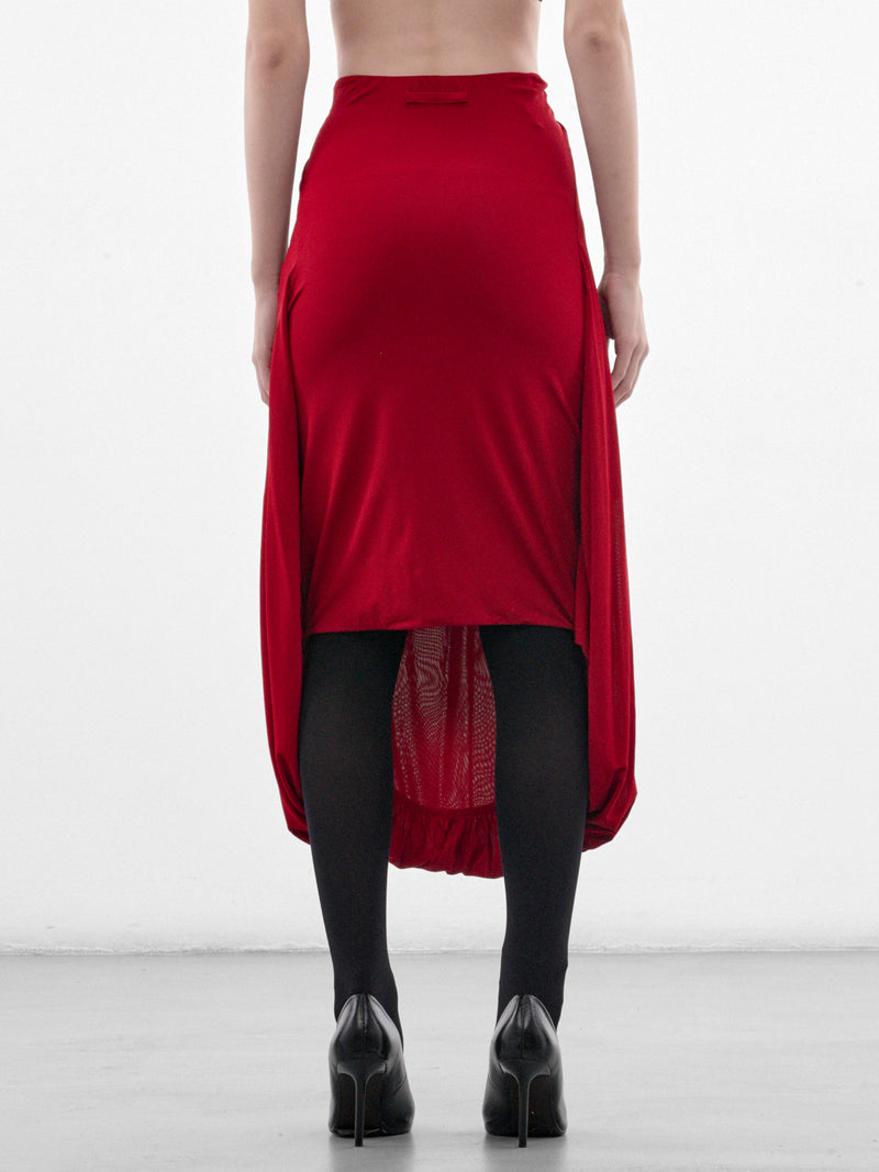 Burgundy Gathered Midi Skirt (26-04-W-DR198-J008-BURGUNDY)