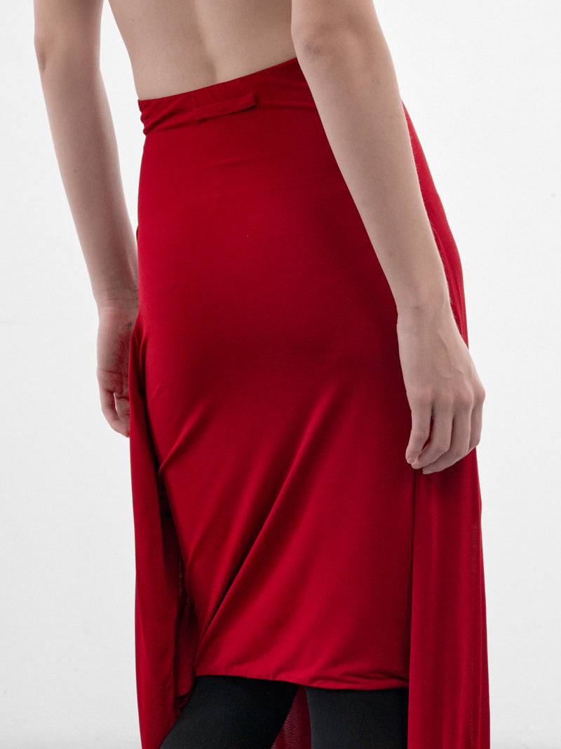 Burgundy Gathered Midi Skirt (26-04-W-DR198-J008-BURGUNDY)