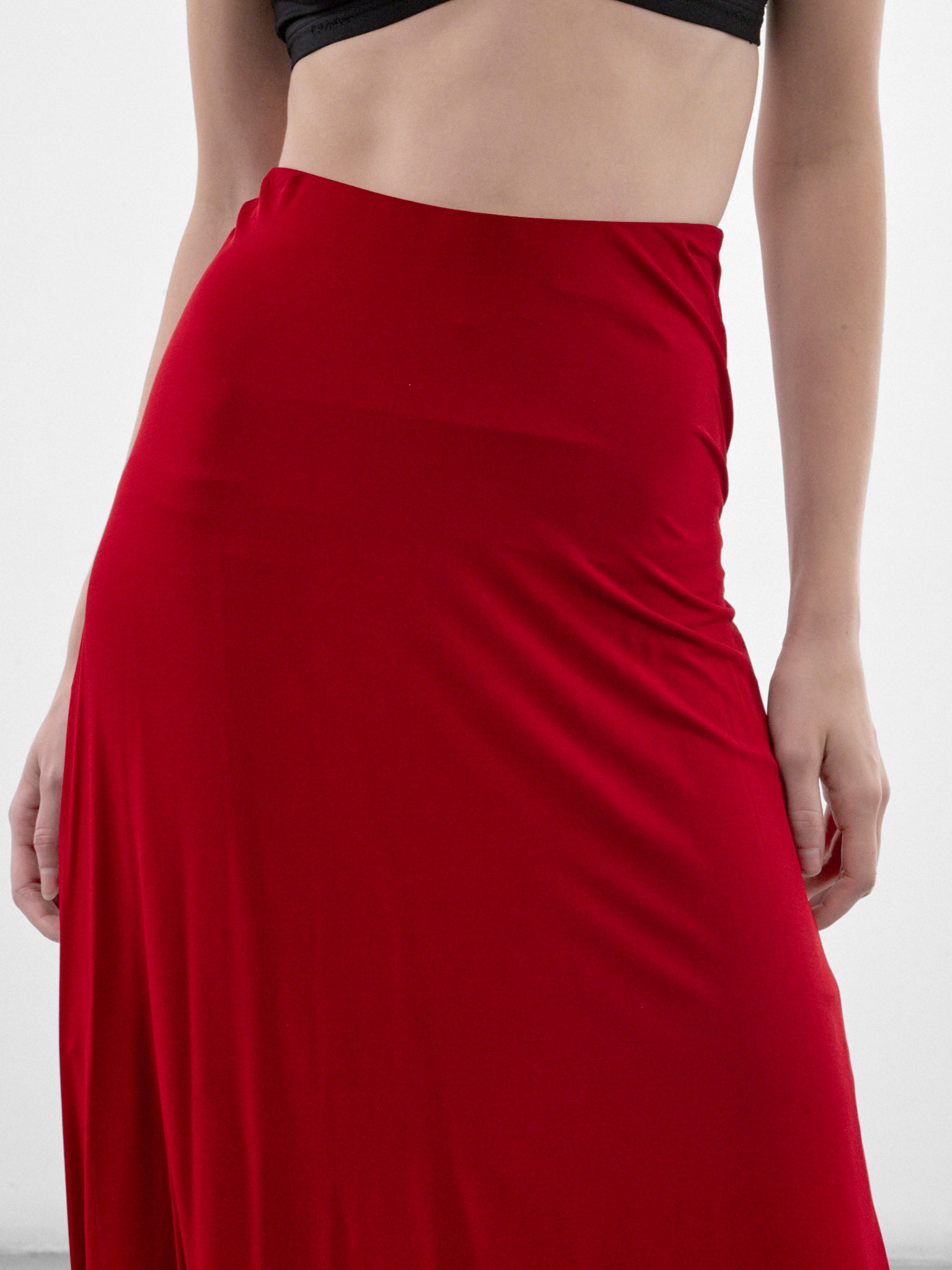 Burgundy Gathered Midi Skirt (26-04-W-DR198-J008-BURGUNDY)