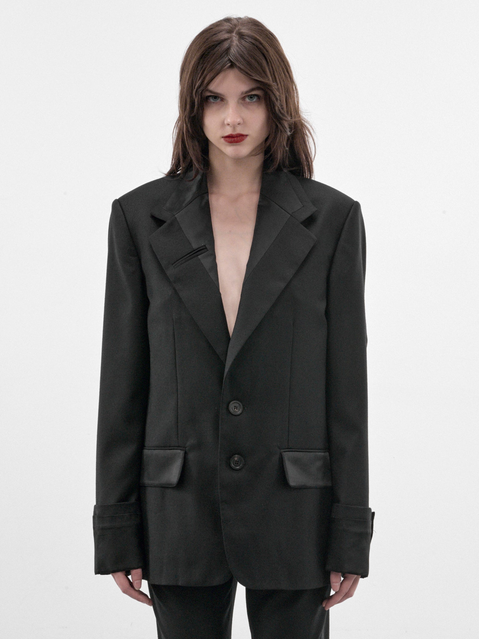 Black Wool Tailored Jacket (26-04-W-JA056-W127-BLACK)