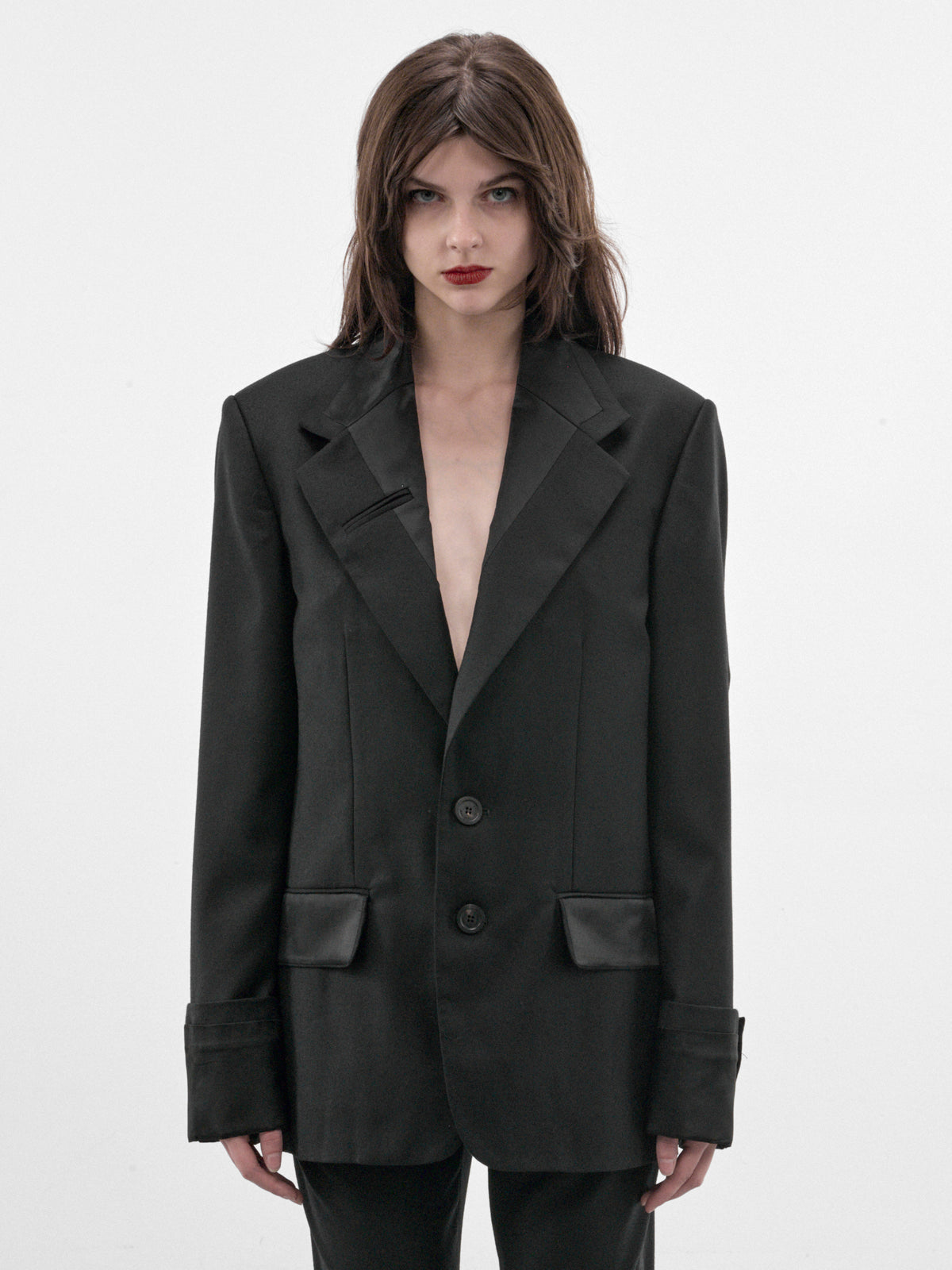 Black Wool Tailored Jacket (26-04-W-JA056-W127-BLACK)