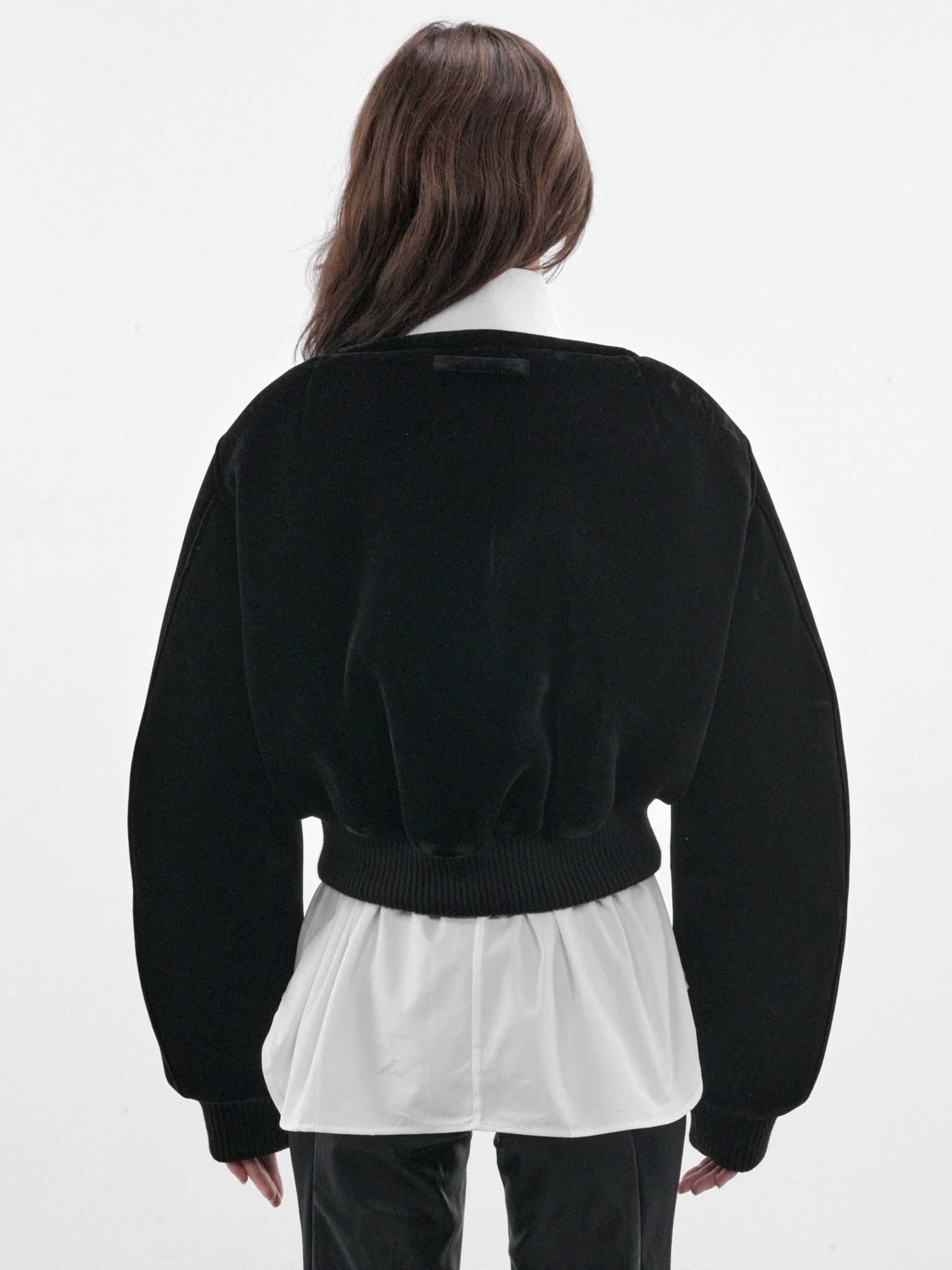 Square Black Velvet Bomber (26-04-W-OU058-W085-BLACK)