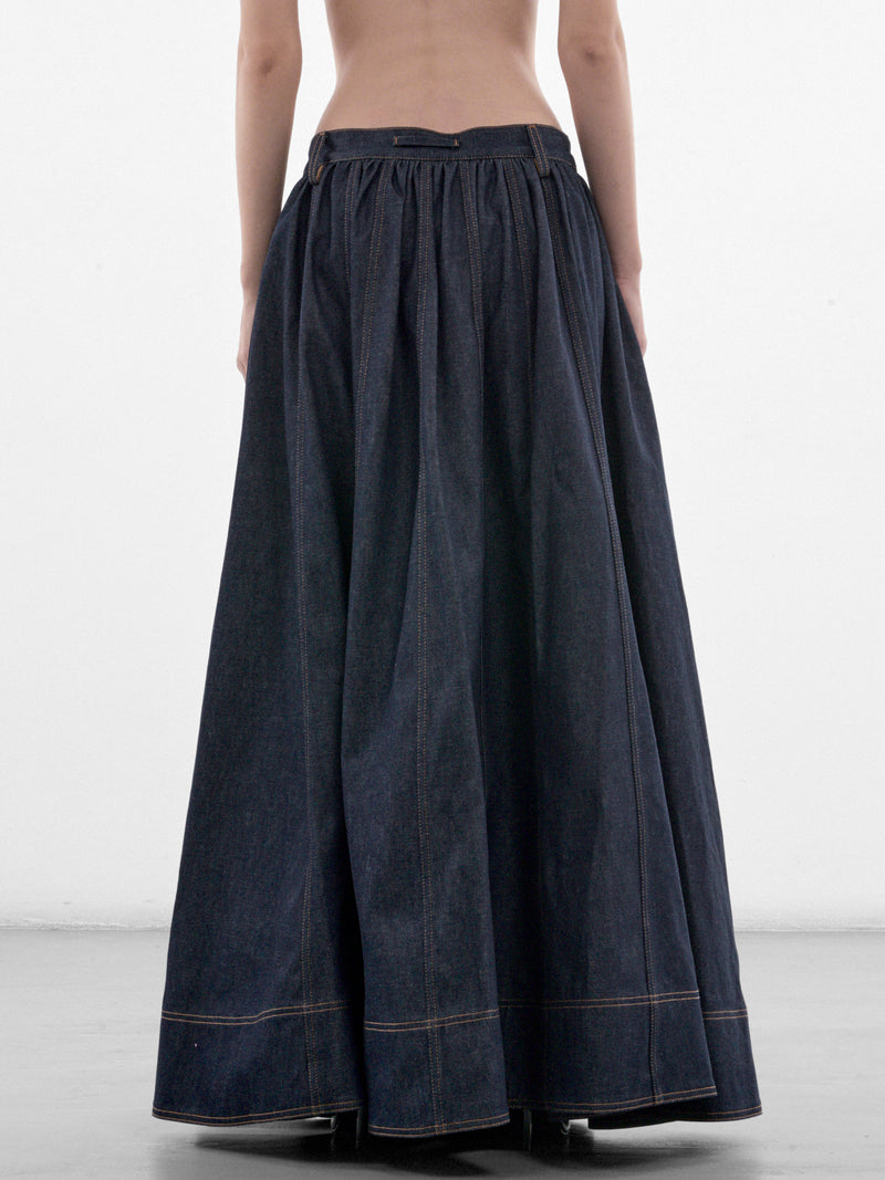 Indigo Voluminous Denim Skirt (26-04-W-SK069-D032-INDIGO)