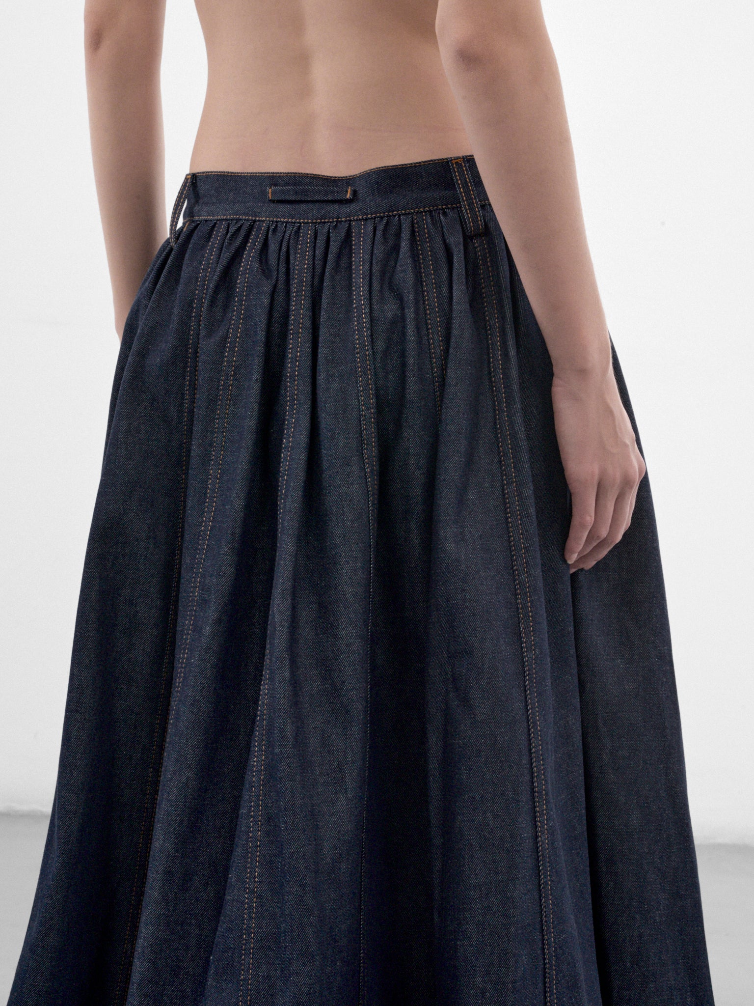 Indigo Voluminous Denim Skirt (26-04-W-SK069-D032-INDIGO)